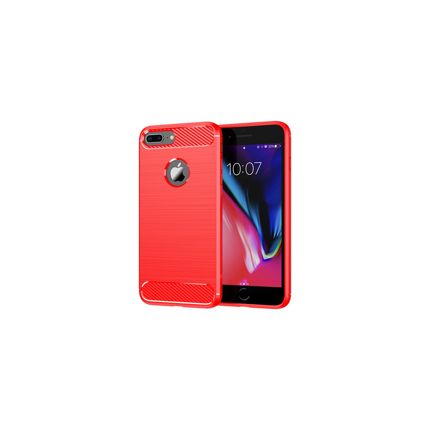 PANDACO Red Brushed Metal Case for iPhone 7 Plus or iPhone 8 Plus