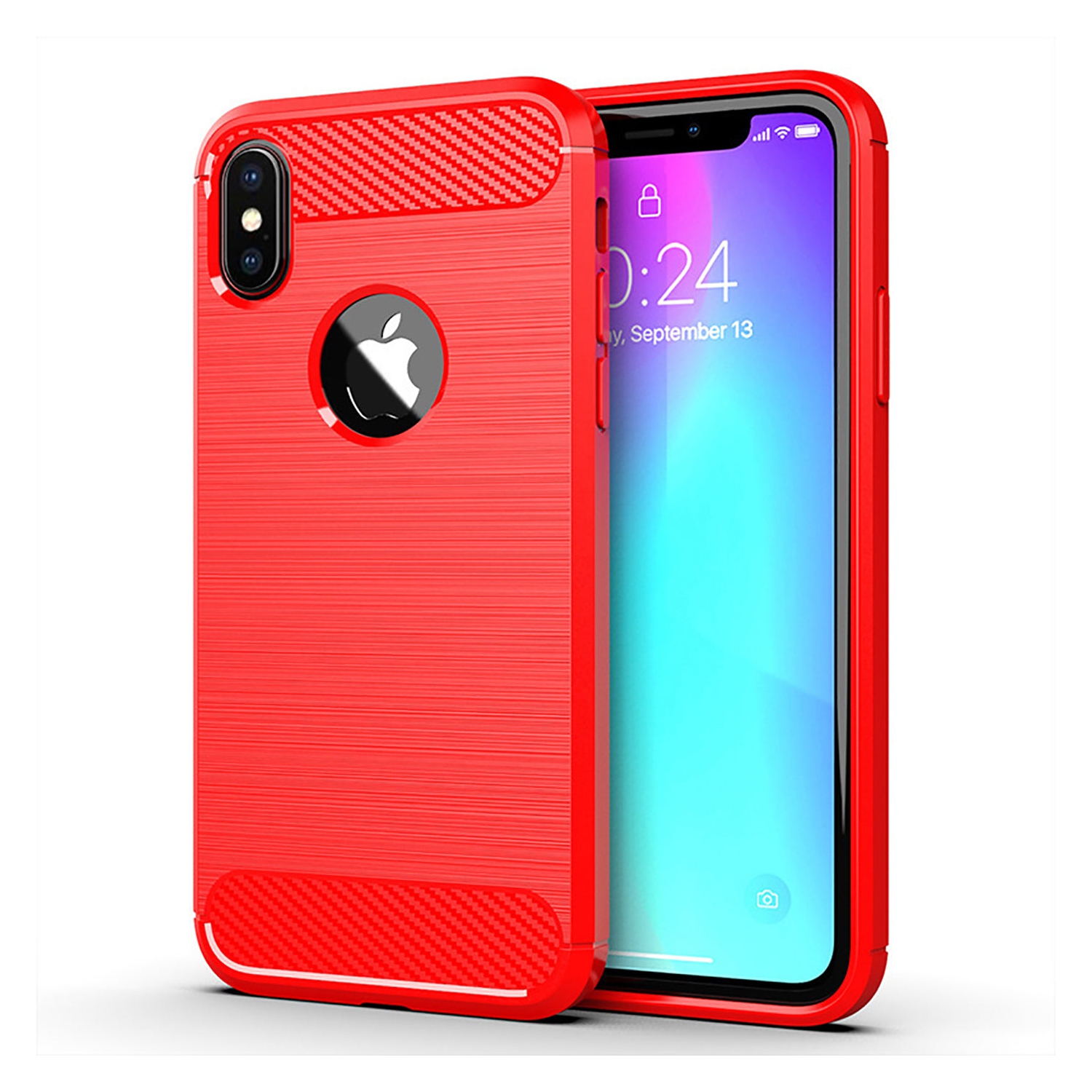 PANDACO Red Brushed Metal Case for iPhone X or iPhone XS