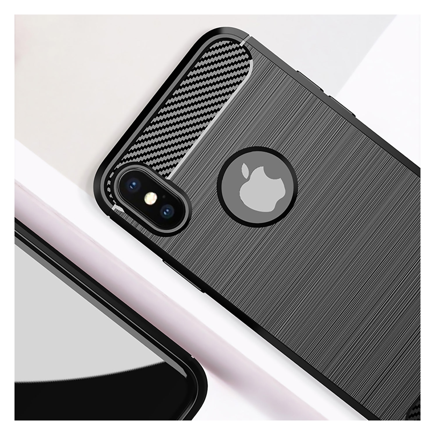 PANDACO Red Brushed Metal Case for iPhone X or iPhone XS