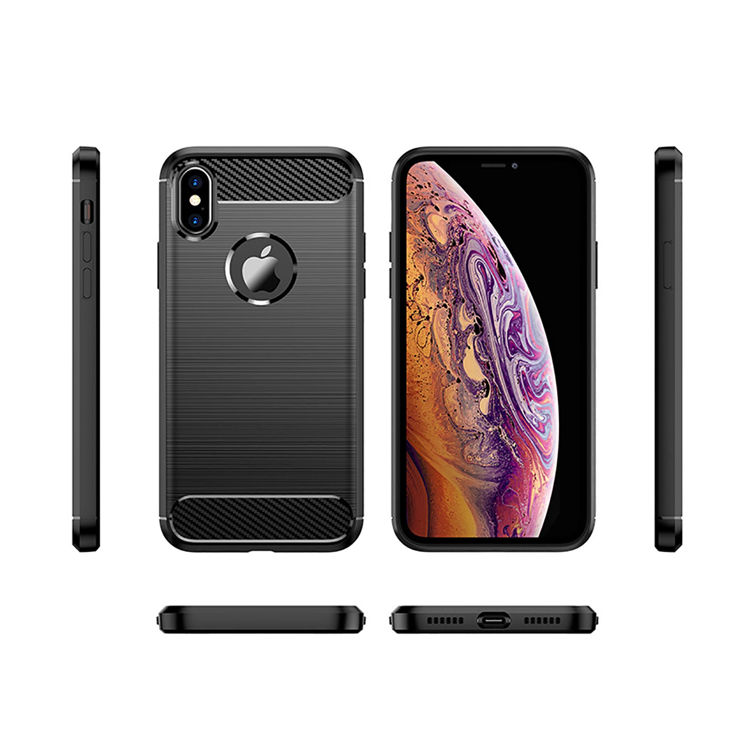 PANDACO Red Brushed Metal Case for iPhone X or iPhone XS