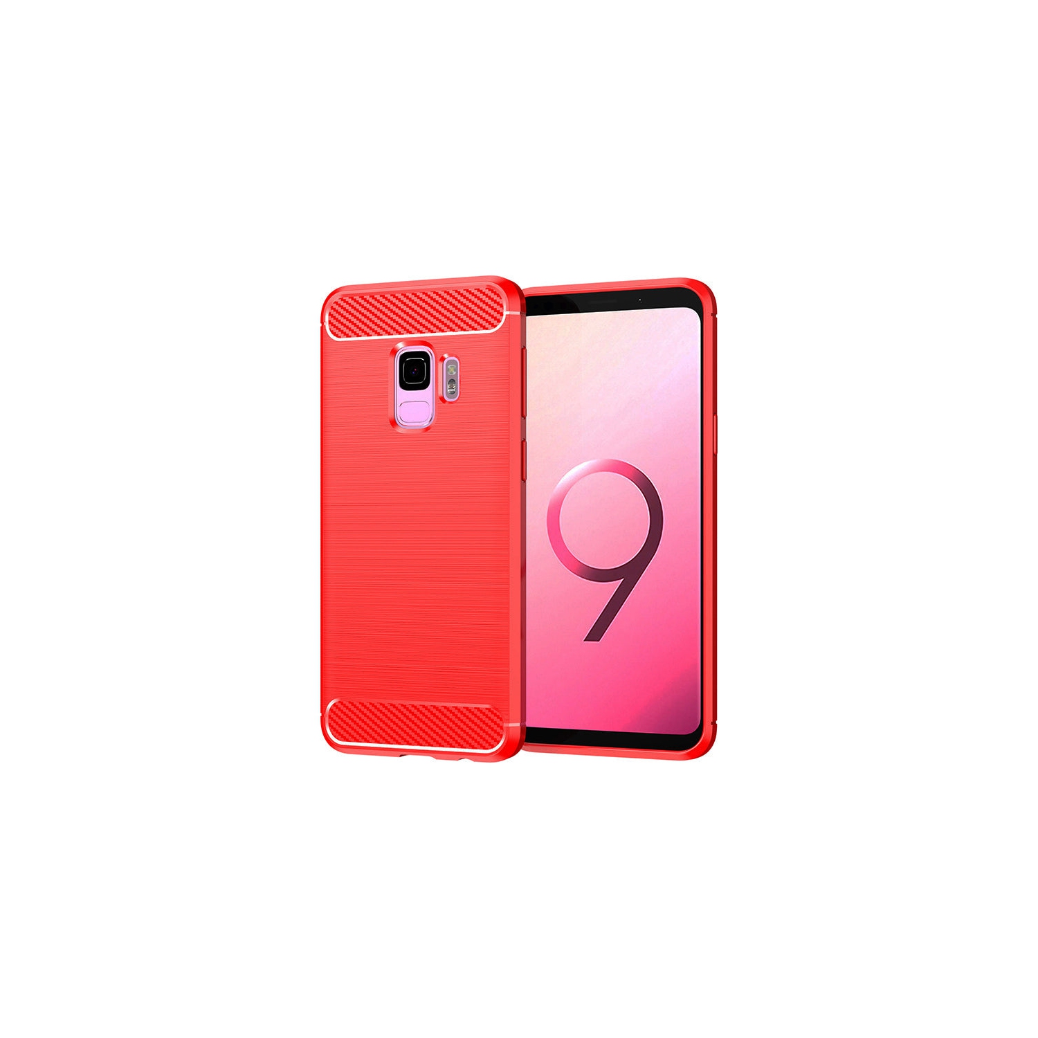 PANDACO Red Brushed Metal Case for Samsung Galaxy S9