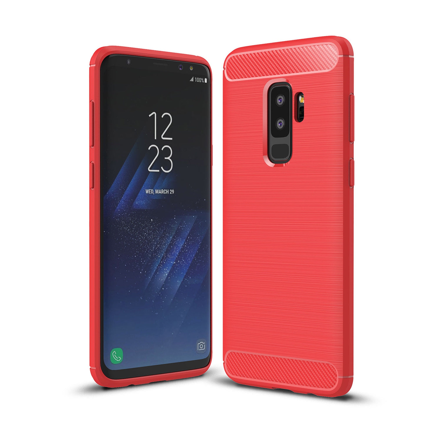 PANDACO Red Brushed Metal Case for Samsung Galaxy S9+