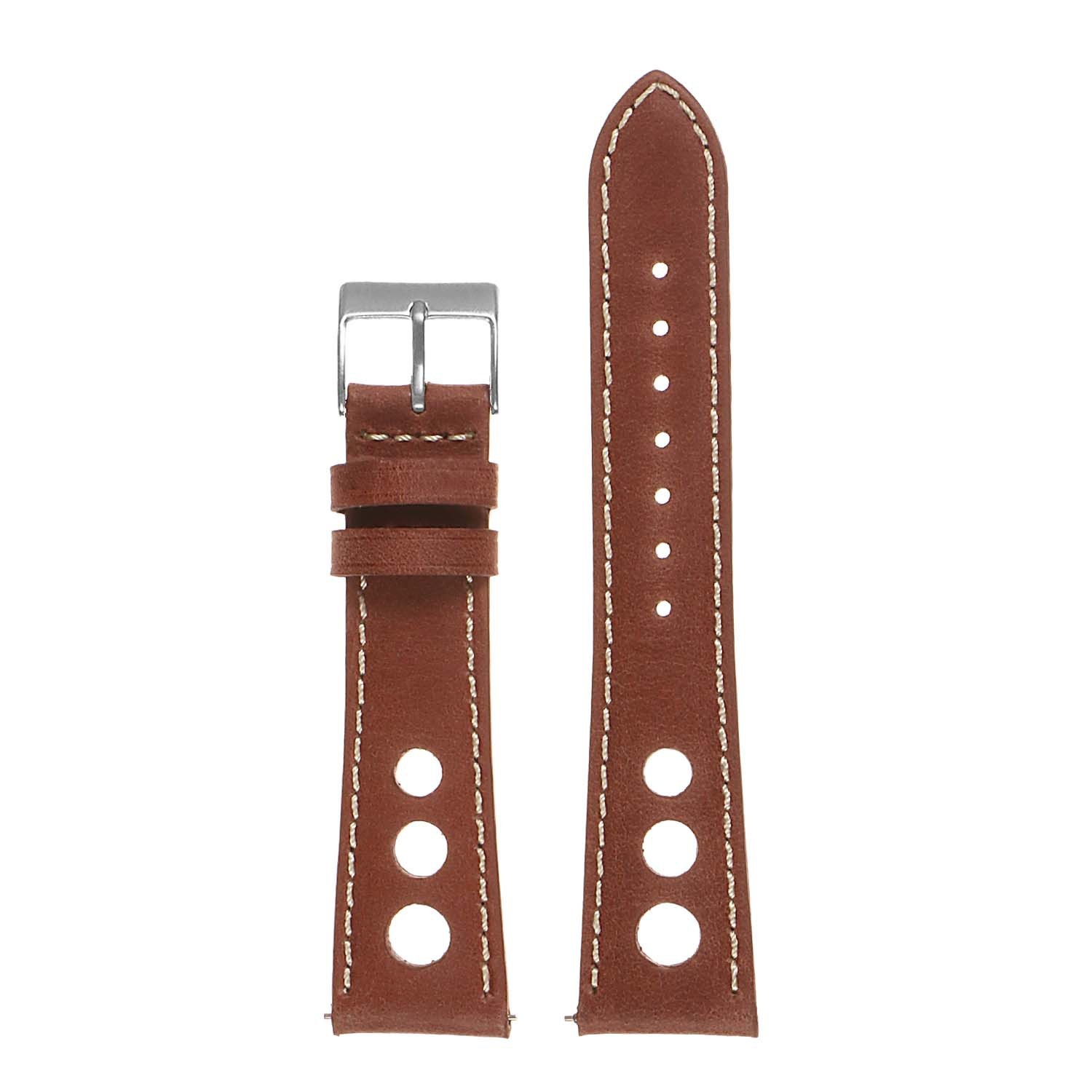 DASSARI Carrera 18mm Rust Distressed Leather Quick Release GT Rally Racing Watch Band Strap