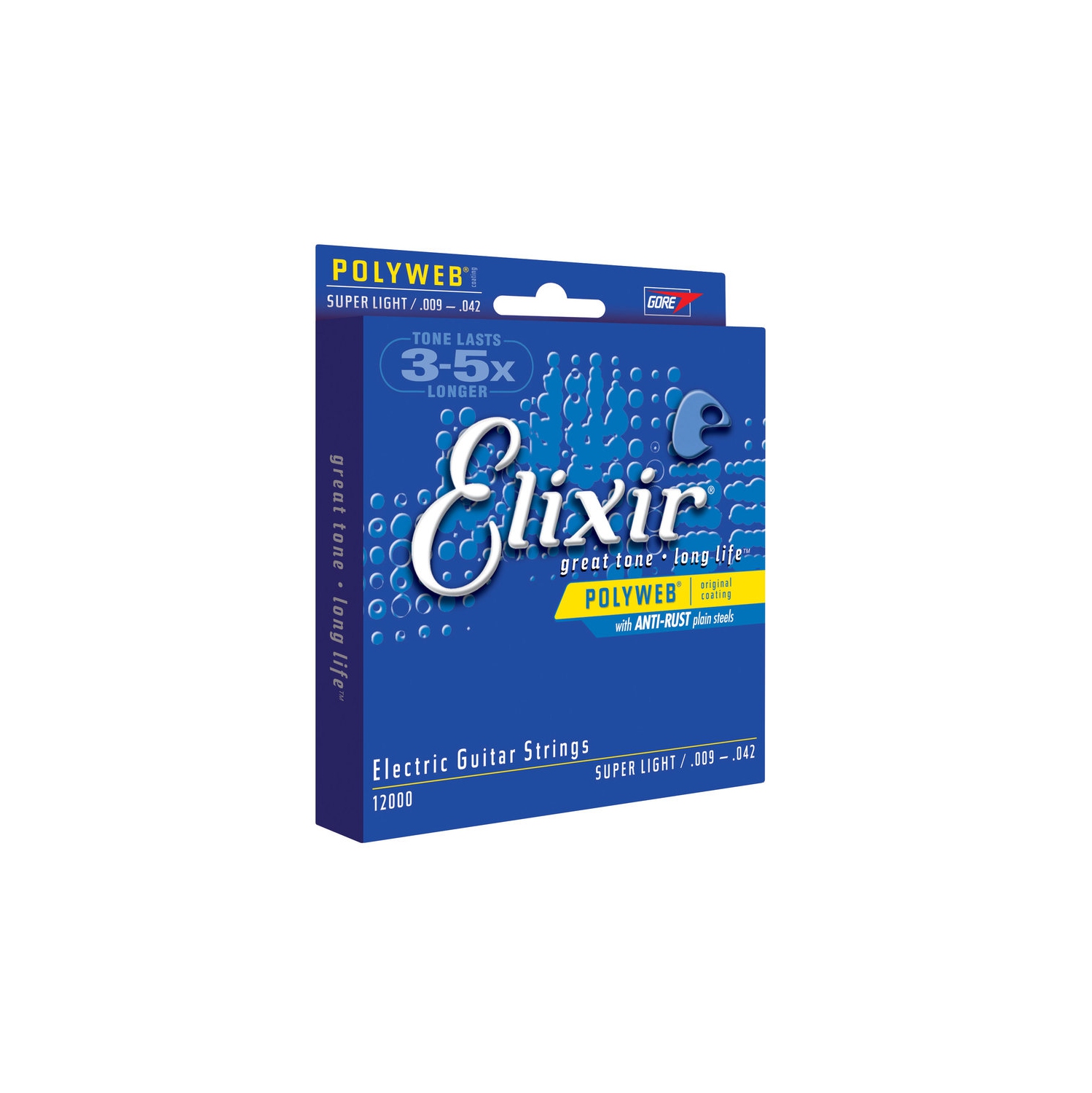 Elixir Strings Electric Guitar Strings, 6 String, Super Light POLYWEB Coating 12000