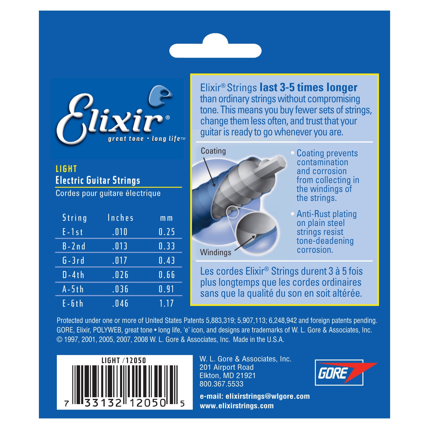 Elixir Strings Electric Guitar Strings, 6 String, Light POLYWEB Coating 12050