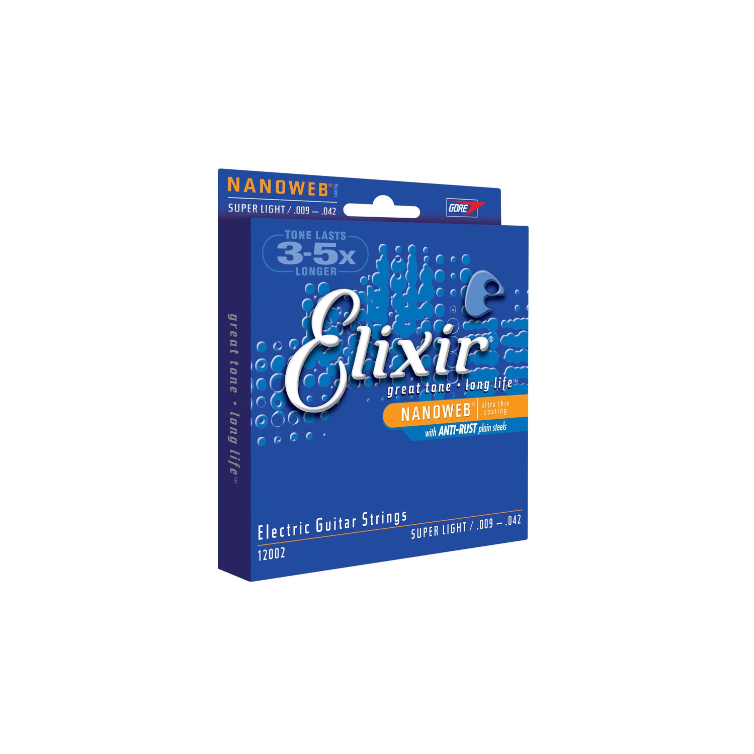 Elixir Strings Electric Guitar Strings, 6-String, Super Light NANOWEB Coating 12002