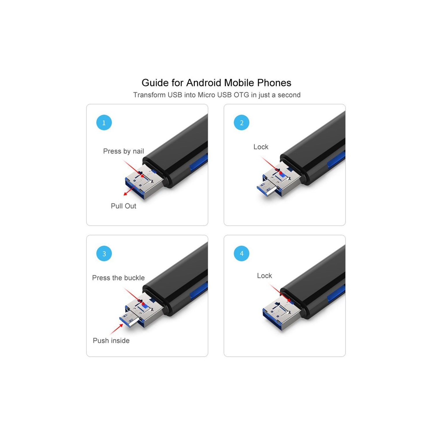 Adaptateur USB/USB 3.1 de type C/micro USB externe pour carte microSD OTG d’axGear