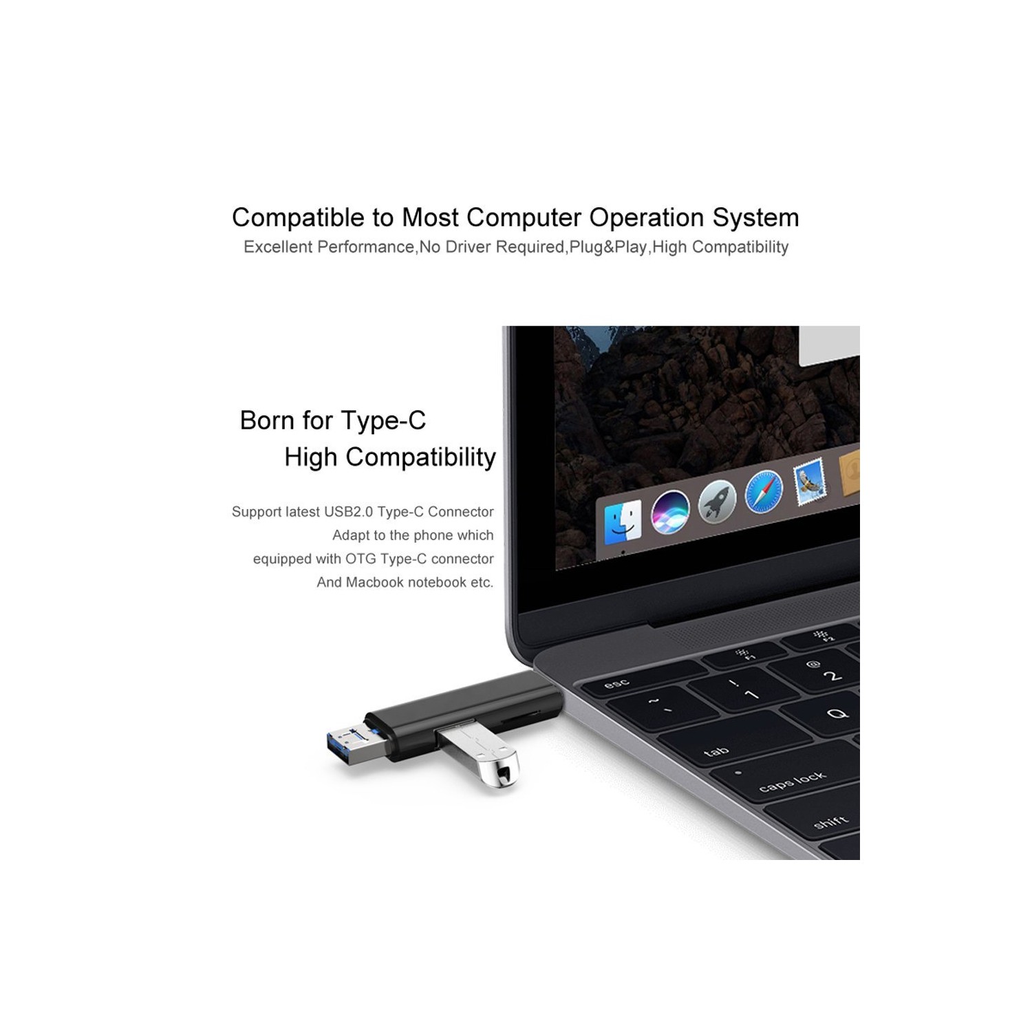 Adaptateur USB/USB 3.1 de type C/micro USB externe pour carte microSD OTG d’axGear