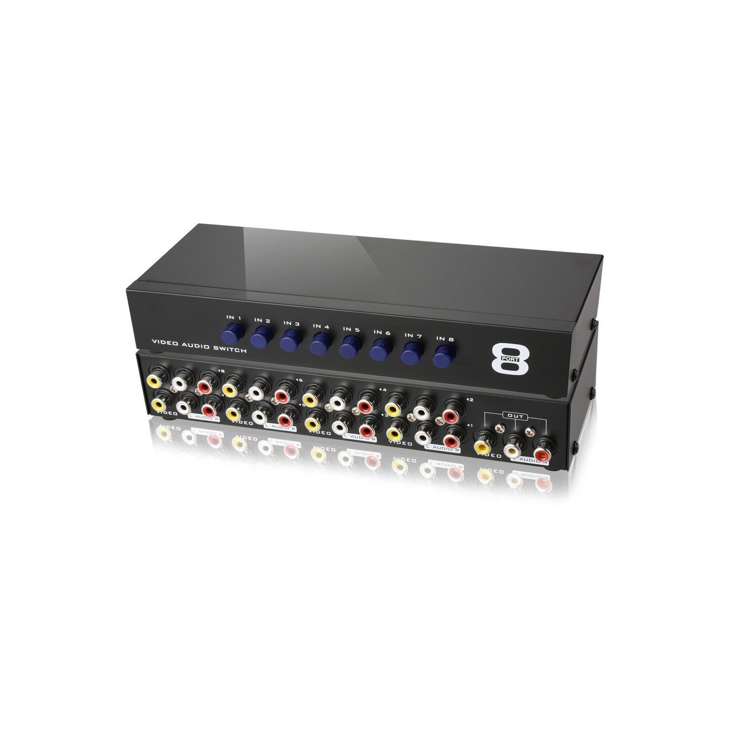 AxGear – Commutateur AV Sélecteur composite à 8 ports audio RCA vidéo 8 en 1 sur téléviseur