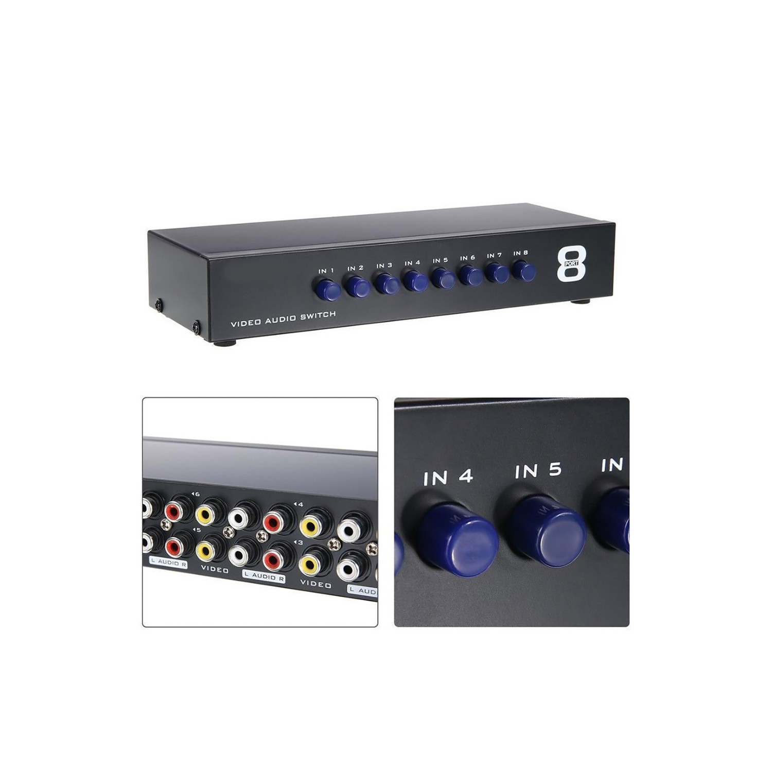 AxGear – Commutateur AV Sélecteur composite à 8 ports audio RCA vidéo 8 en 1 sur téléviseur