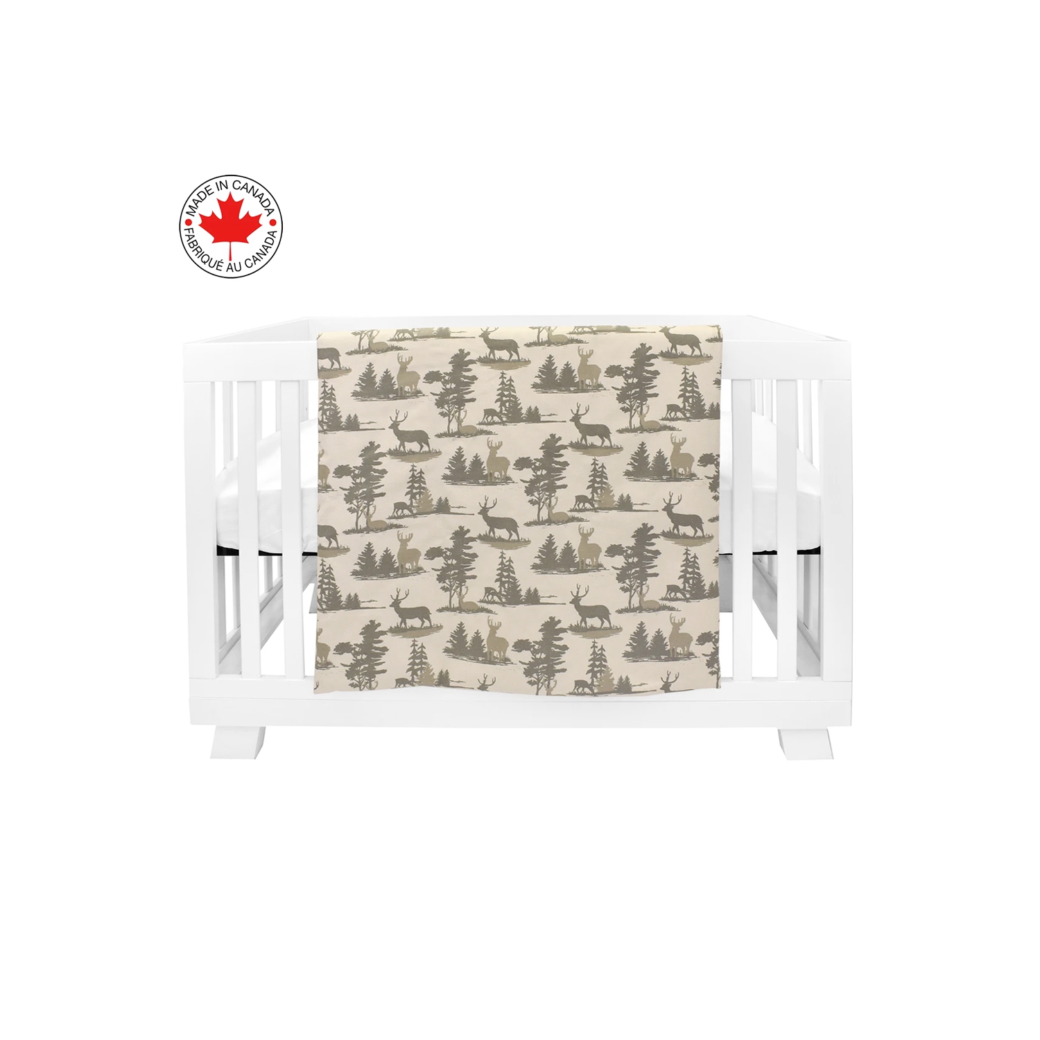 Bebelelo Baby Crib Bedding For Girls And Boys, Green and Beige Deer Design, 4-Piece Set