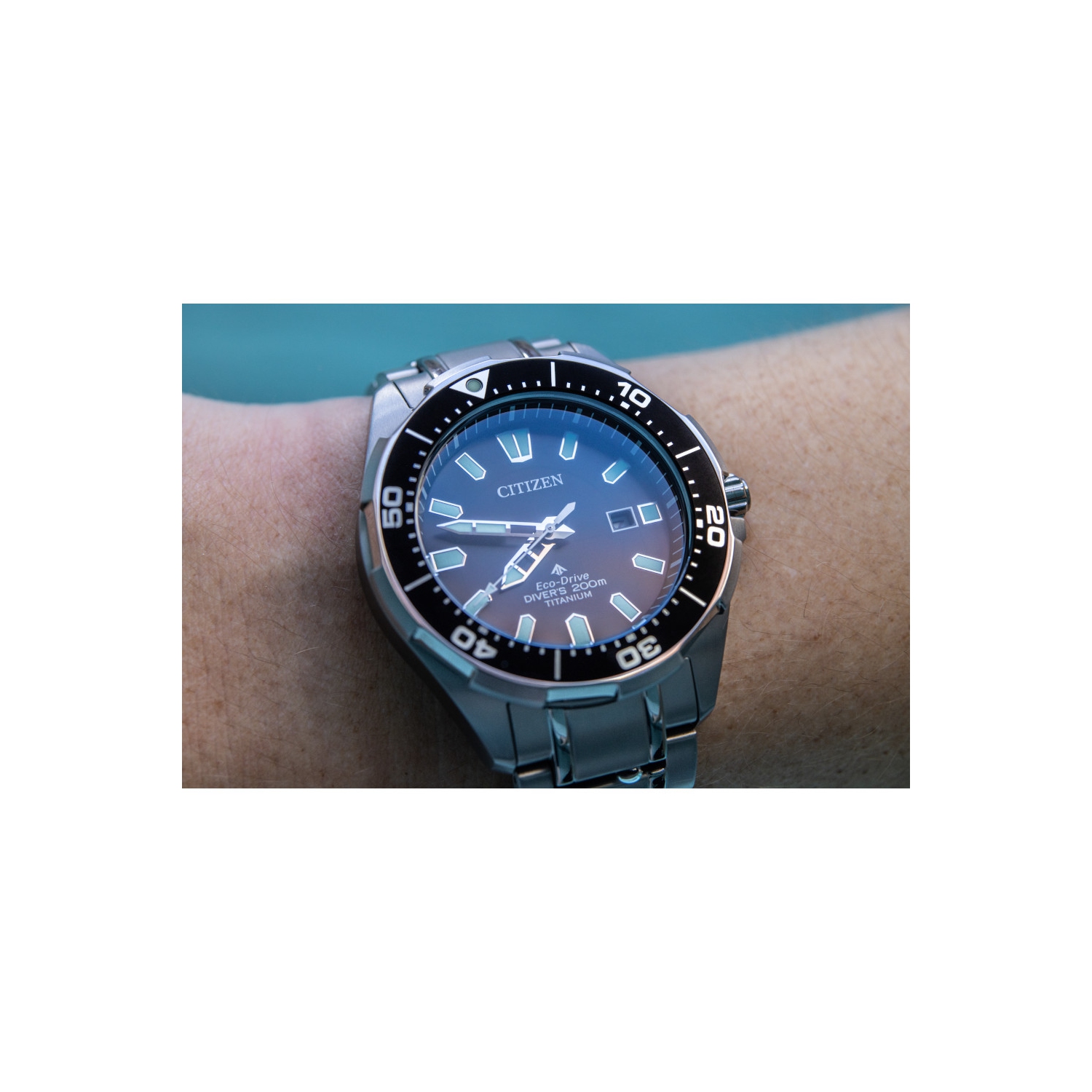 Citizen Mens Promaster Dive Eco-Drive Watch 44mm Silver-Tone Super Titanium Case and Bracelet with Black Dial