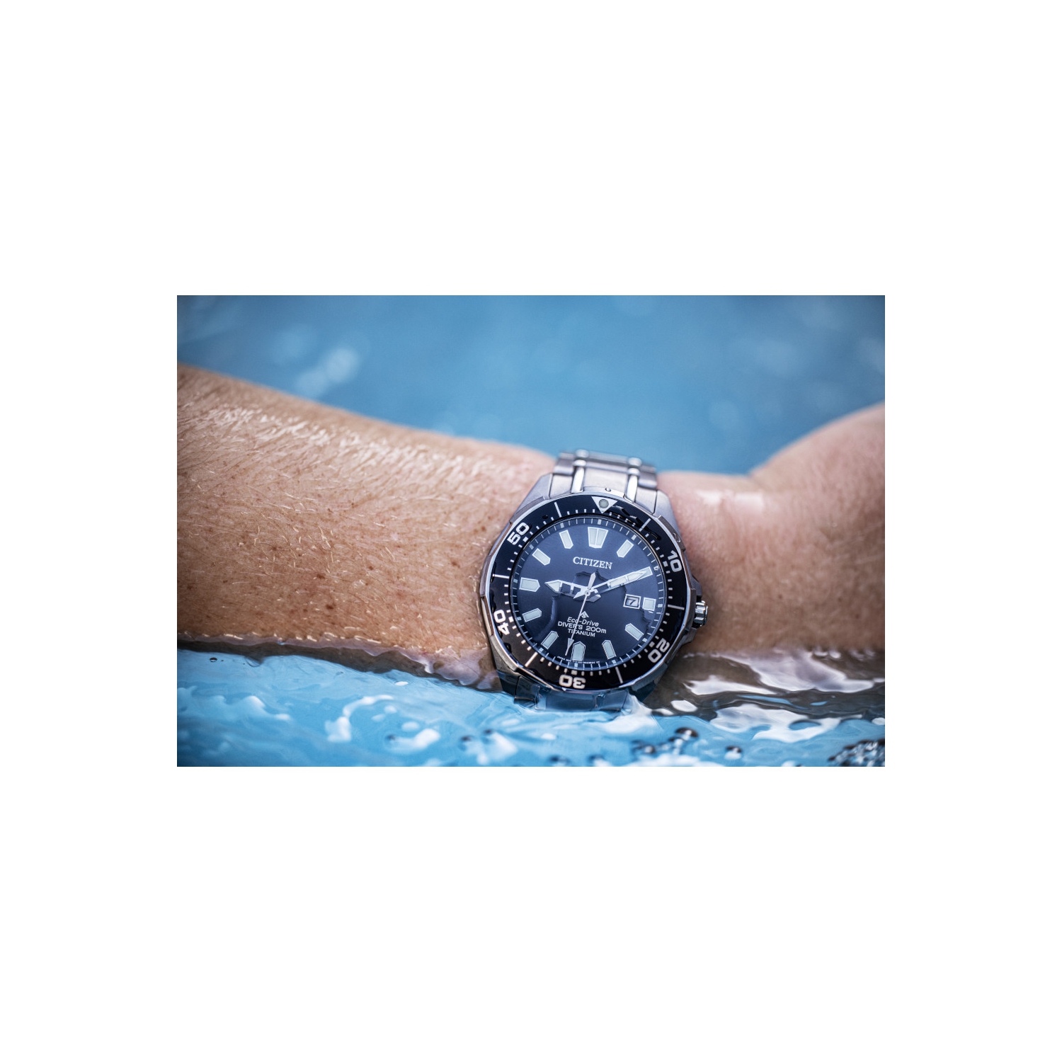 Citizen Mens Promaster Dive Eco-Drive Watch 44mm Silver-Tone Super Titanium Case and Bracelet with Black Dial