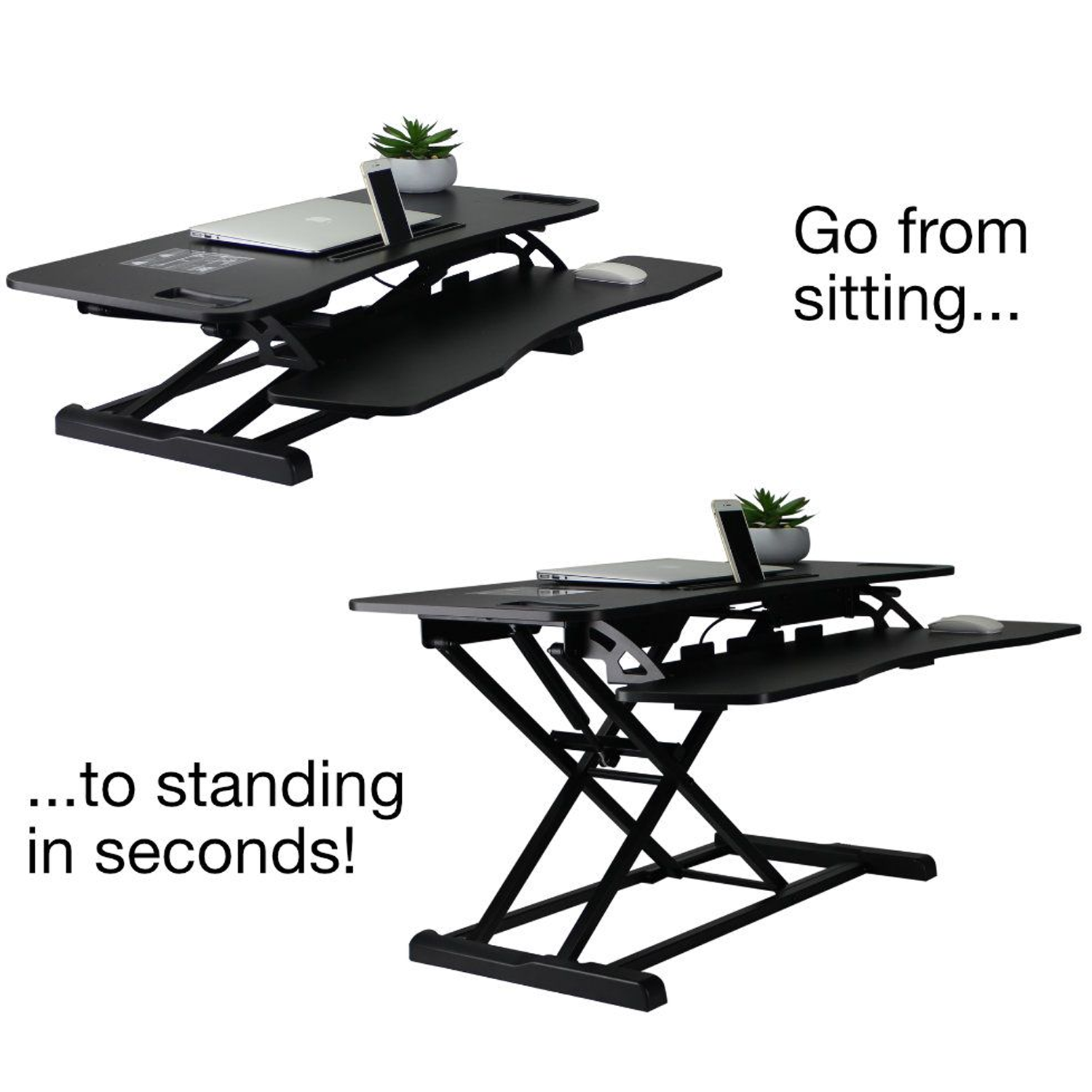Standing Desk Riser, Extra Wide Version, High Lift Capacity, Height Adjustable From Sit to Stand Positions