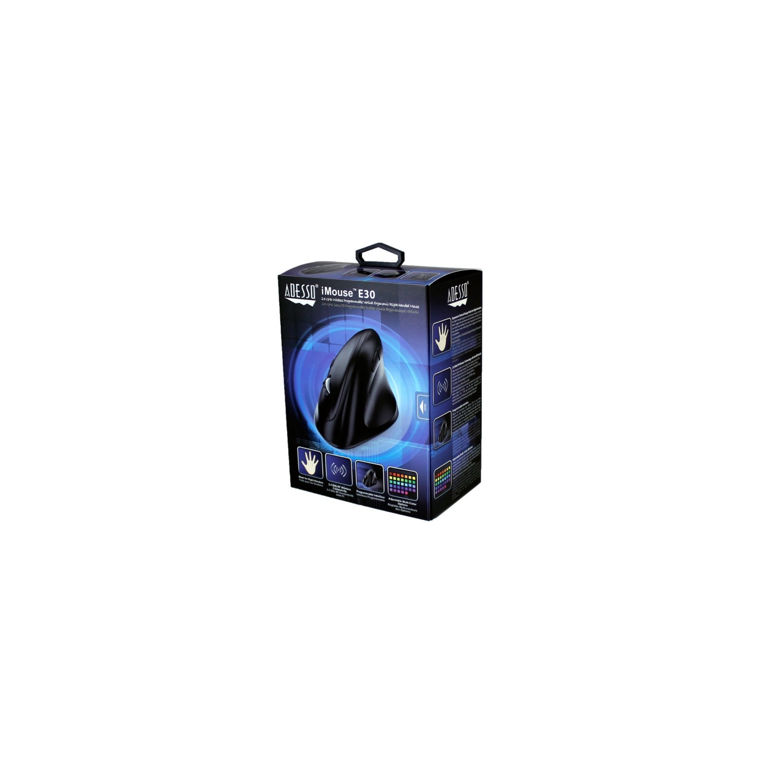 Souris optique sans fil 2400 ppp d’Adesso - Noir -