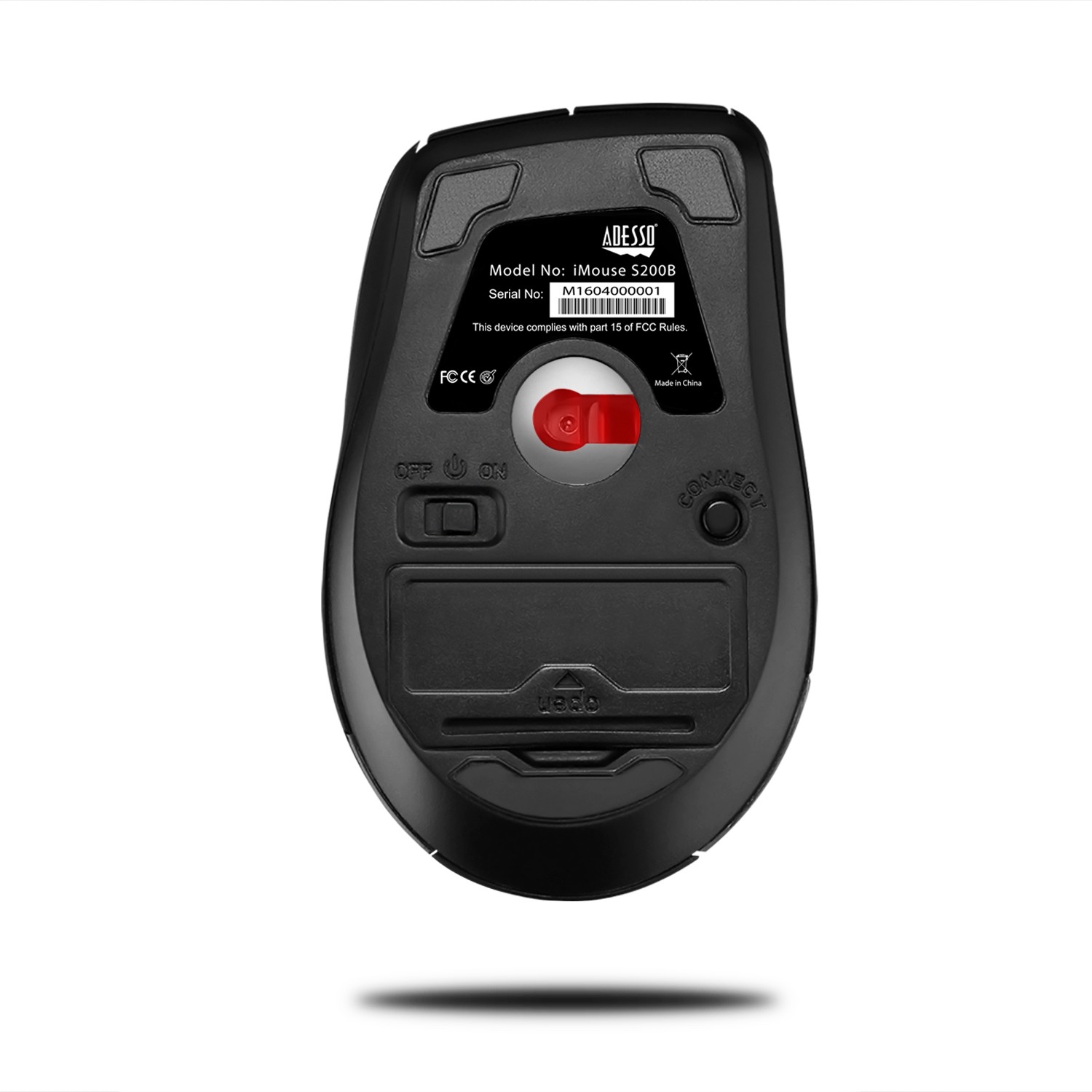 Adesso 1500 dpi Bluetooth Optical Mouse - Black -