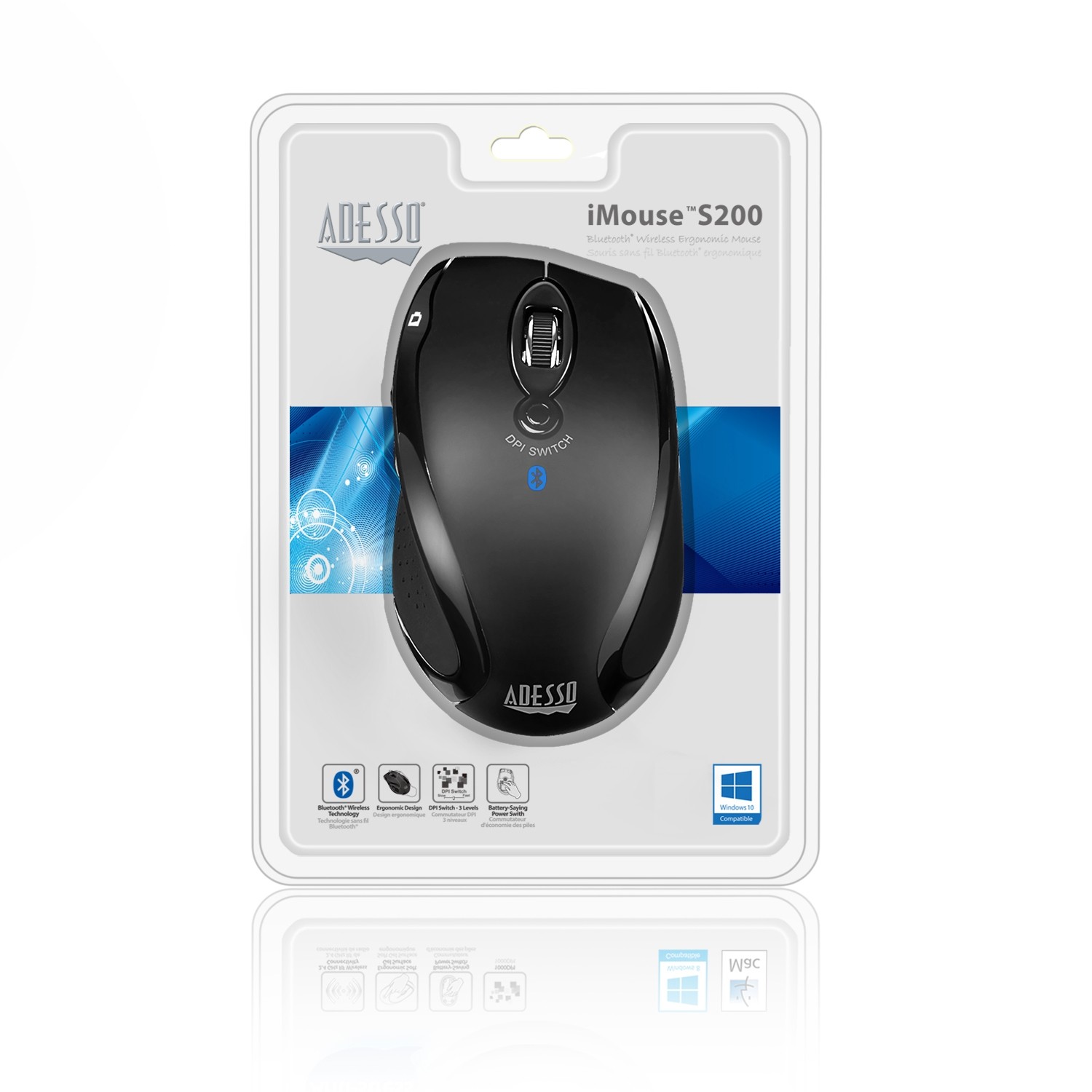 Adesso 1500 dpi Bluetooth Optical Mouse - Black -
