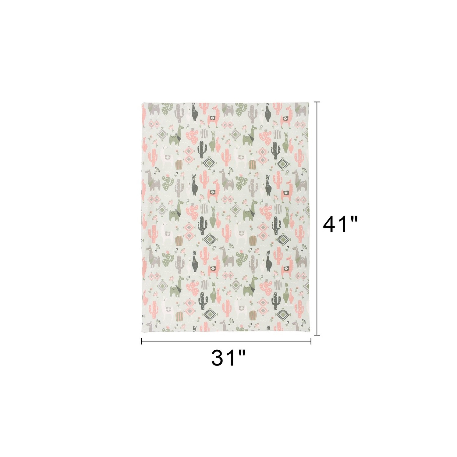 Bebelelo Baby Crib Bedding For Girls And Boys, Pink and Green Llama Love Sundown Design - 4-Piece Set