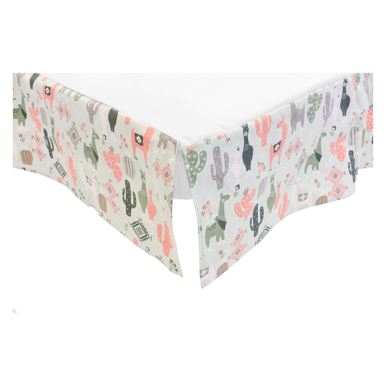 Bebelelo Baby Crib Bedding For Girls And Boys, Pink and Green Llama Love Sundown Design - 4-Piece Set