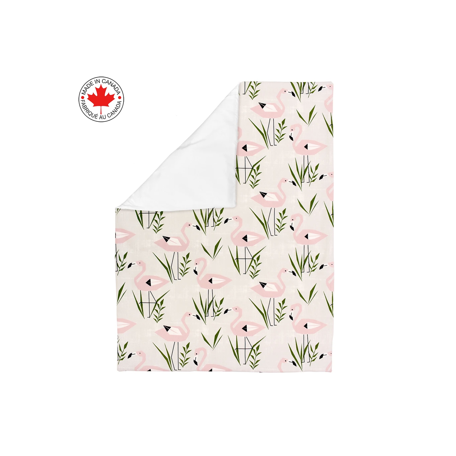 Bebelelo Baby Crib Bedding For Girls And Boys, Pink and White Flamingo Design - 4-Piece Set