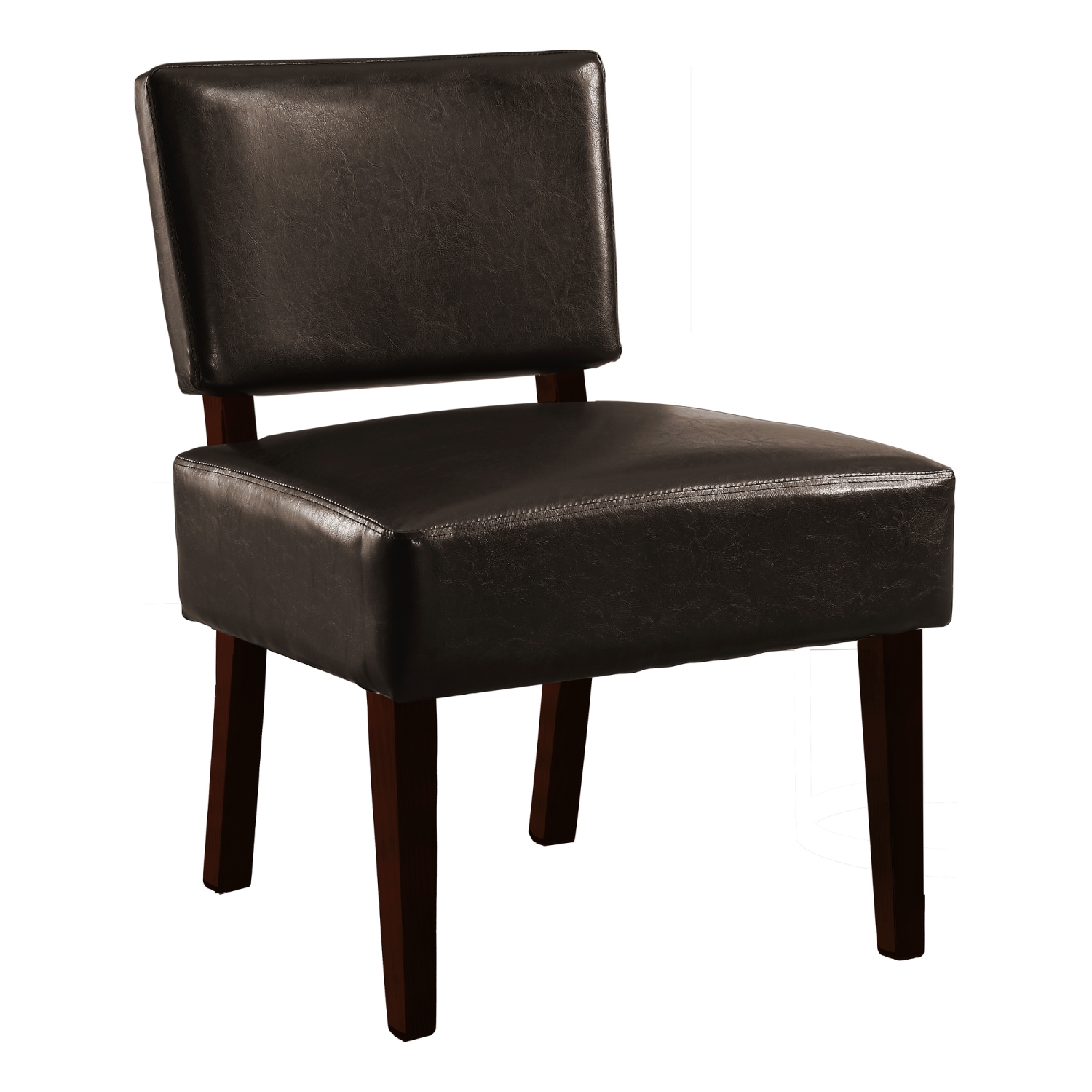 Accent Chair Dark Brown Leather-look Fabric