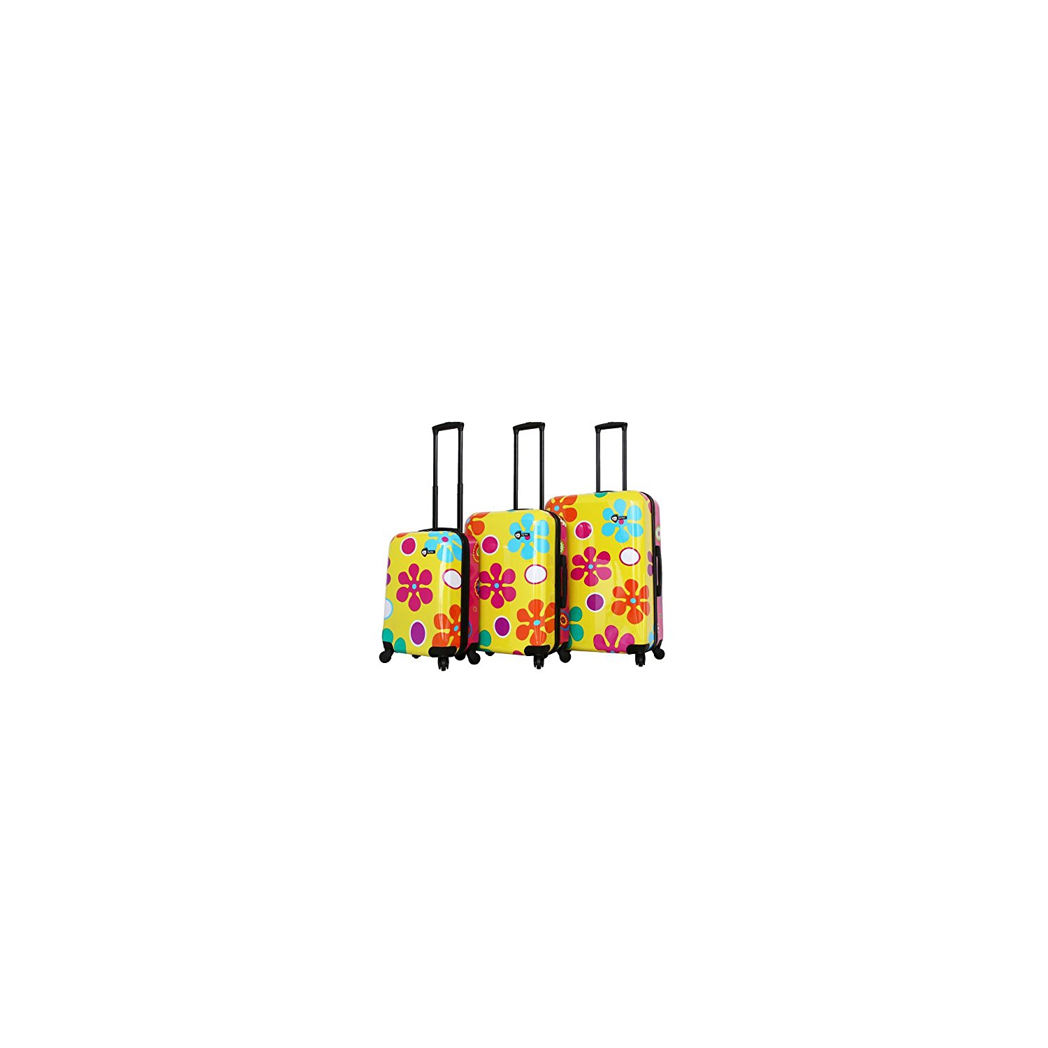 Mia Toro Pop Fiore Hardside Spinner Luggage 3pc Set-Yellow, Gallio
