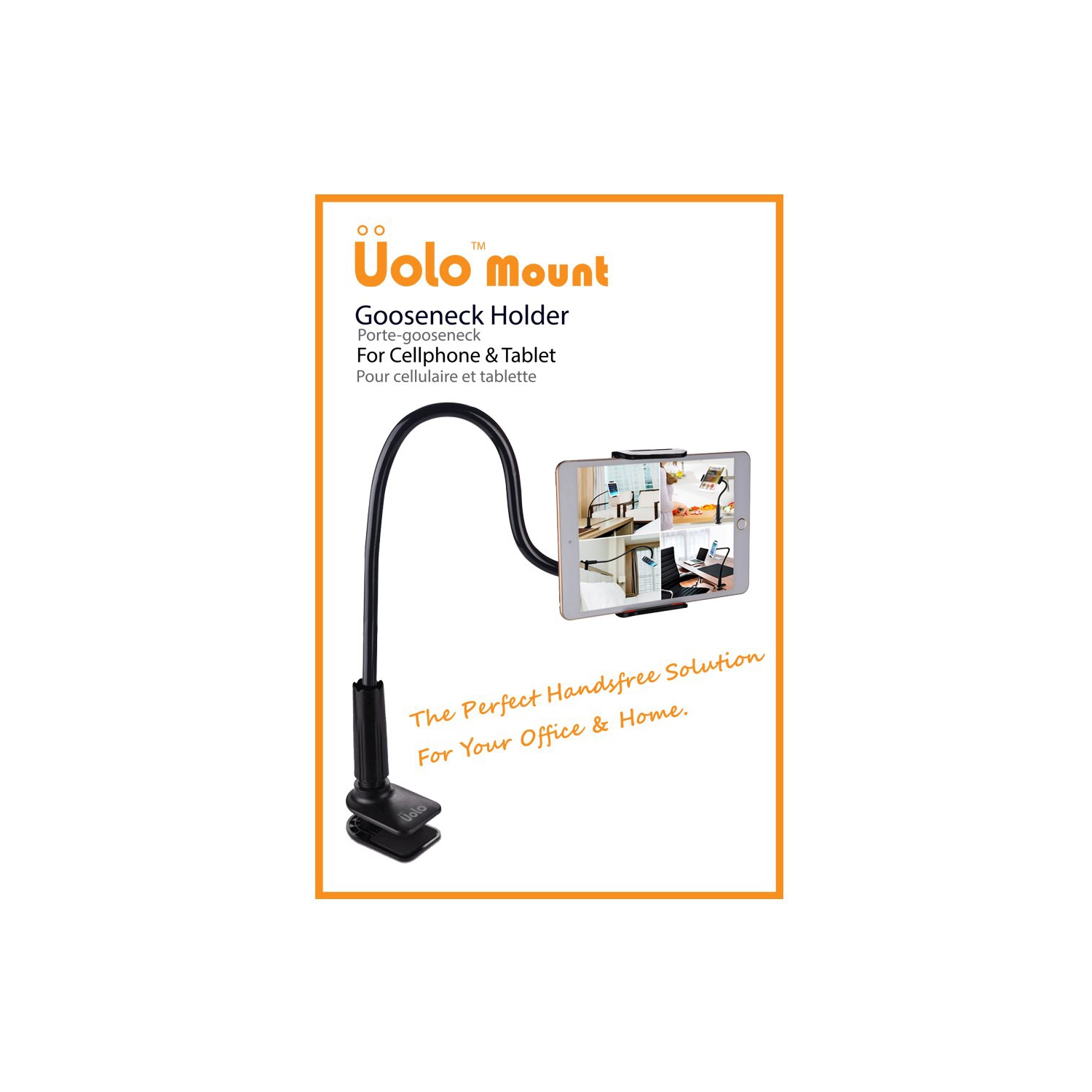 Uolo Gooseneck Mount for Smartphone/Tablet - Flexible arm & clamp with holder to fit 4 - 10.6" Apple & Android Device