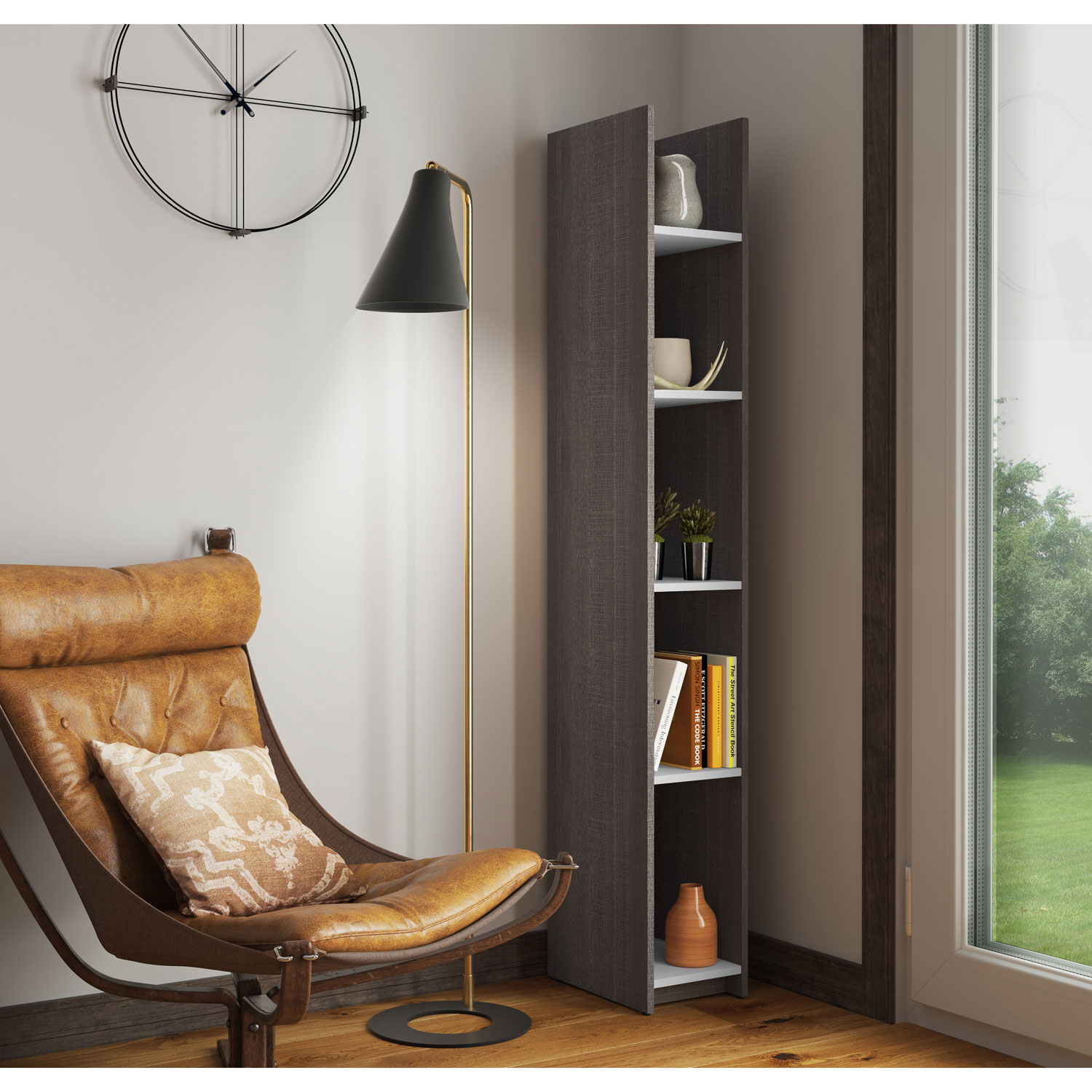 Small Space 71 1 X 10 5 Shelf Bookcase Bark Grey Best Buy Canada