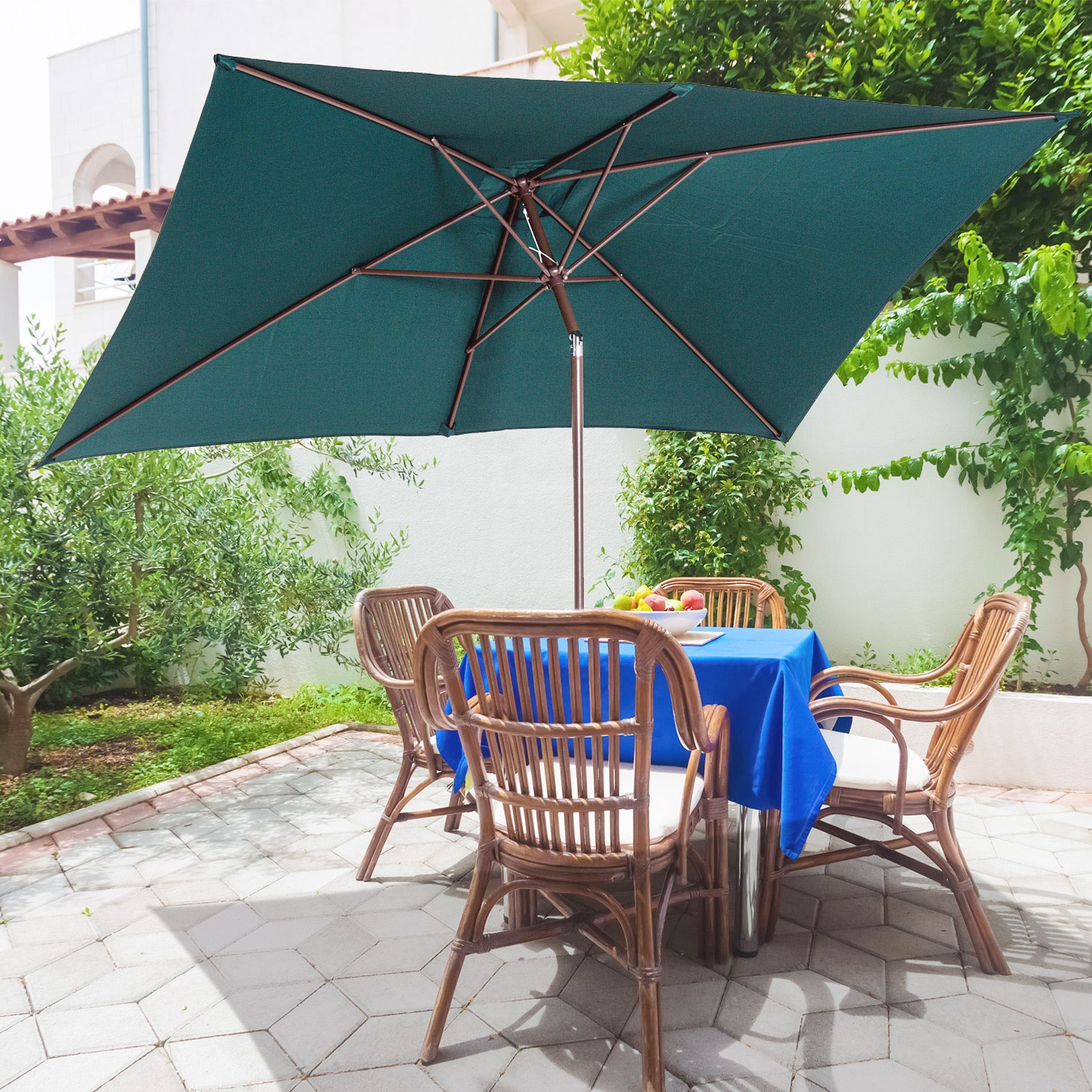 Parasol de patio rectangulaire inclinable en aluminium de 6 x 10 pi Parasol d'extérieur avec manivelle Outsunny, parasol de jardin