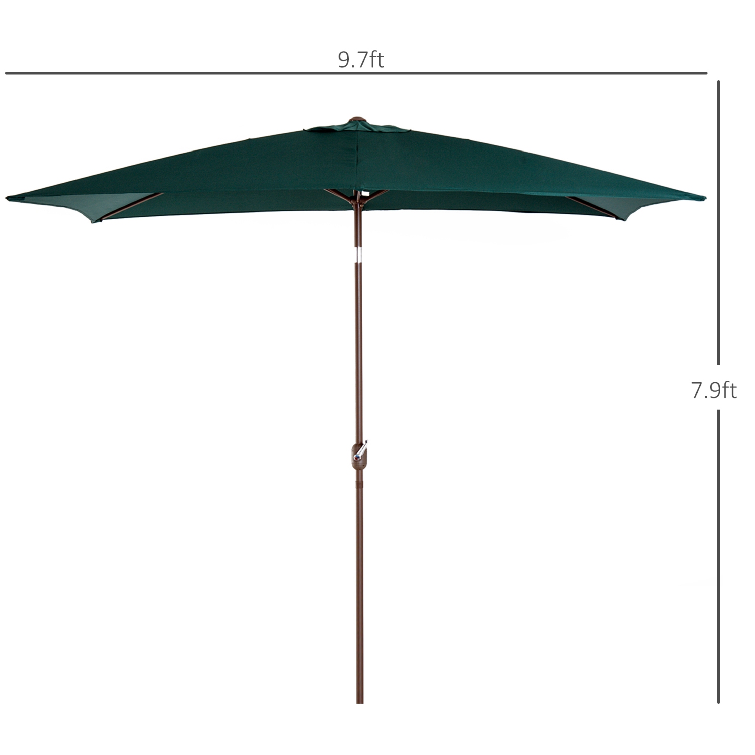 Parasol de patio rectangulaire inclinable en aluminium de 6 x 10 pi Parasol d'extérieur avec manivelle Outsunny, parasol de jardin