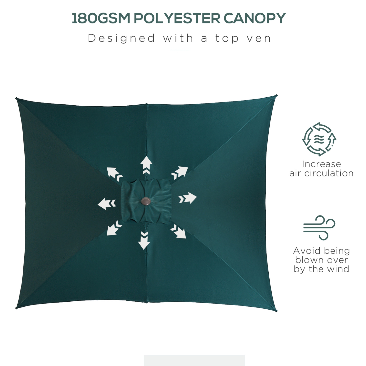 Parasol de patio rectangulaire inclinable en aluminium de 6 x 10 pi Parasol d'extérieur avec manivelle Outsunny, parasol de jardin