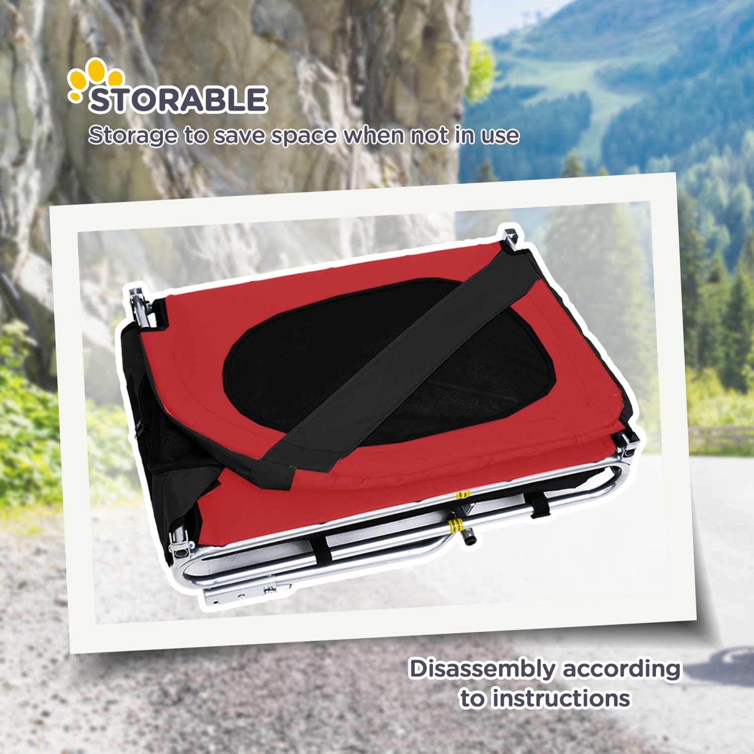 Aosom Dog Bike Trailer, Pet Cart Bicycle, Wagon Cargo Carrier Attachment with Hitch, Reflectors, Flag for Medium Dogs, Pet Wheelchair for Travelling,