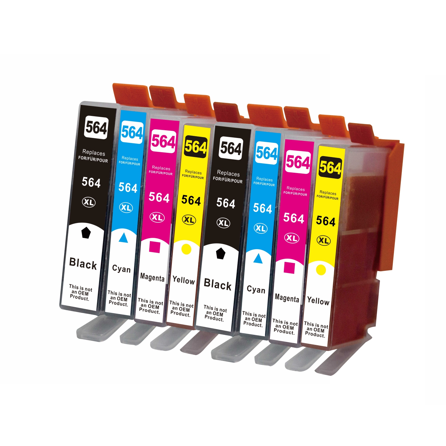 2 Set ( 8 Ink) Ink Cartridges 564XL Compatible for HP 564, 564XL (2Black, 2Cyan,2 Magenta,2Yellow) (High Capacity) DeskJet PhotoSmart 7510,7515,7520,7525,B8550,B8553