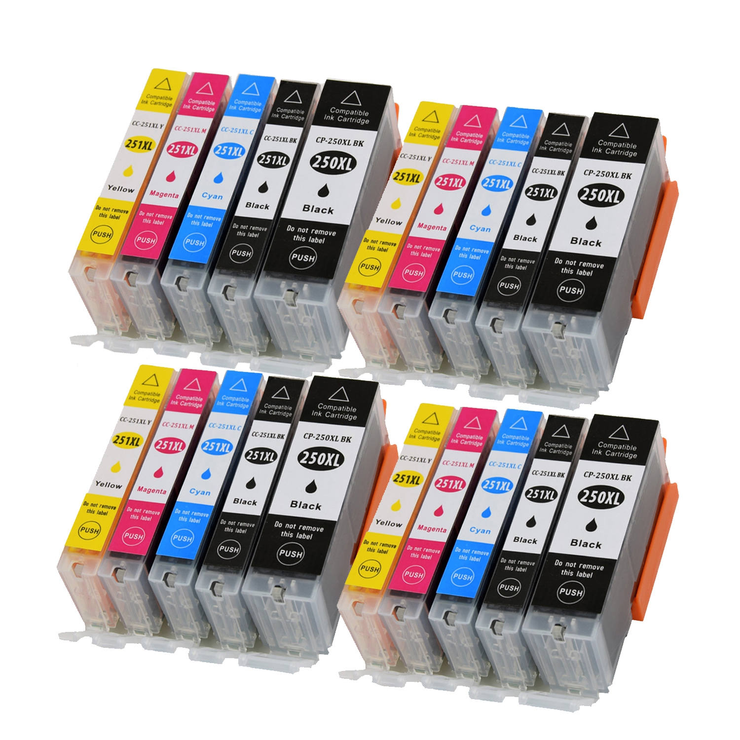 Max Saving - 20 pack (4 Set) Compatible Ink Cartridge PGI250,CLI251 for Canon PGI-250 , CLI- 251 , CLI-251XL , PGI-250XL, (BK,PBK, C,M,Y)