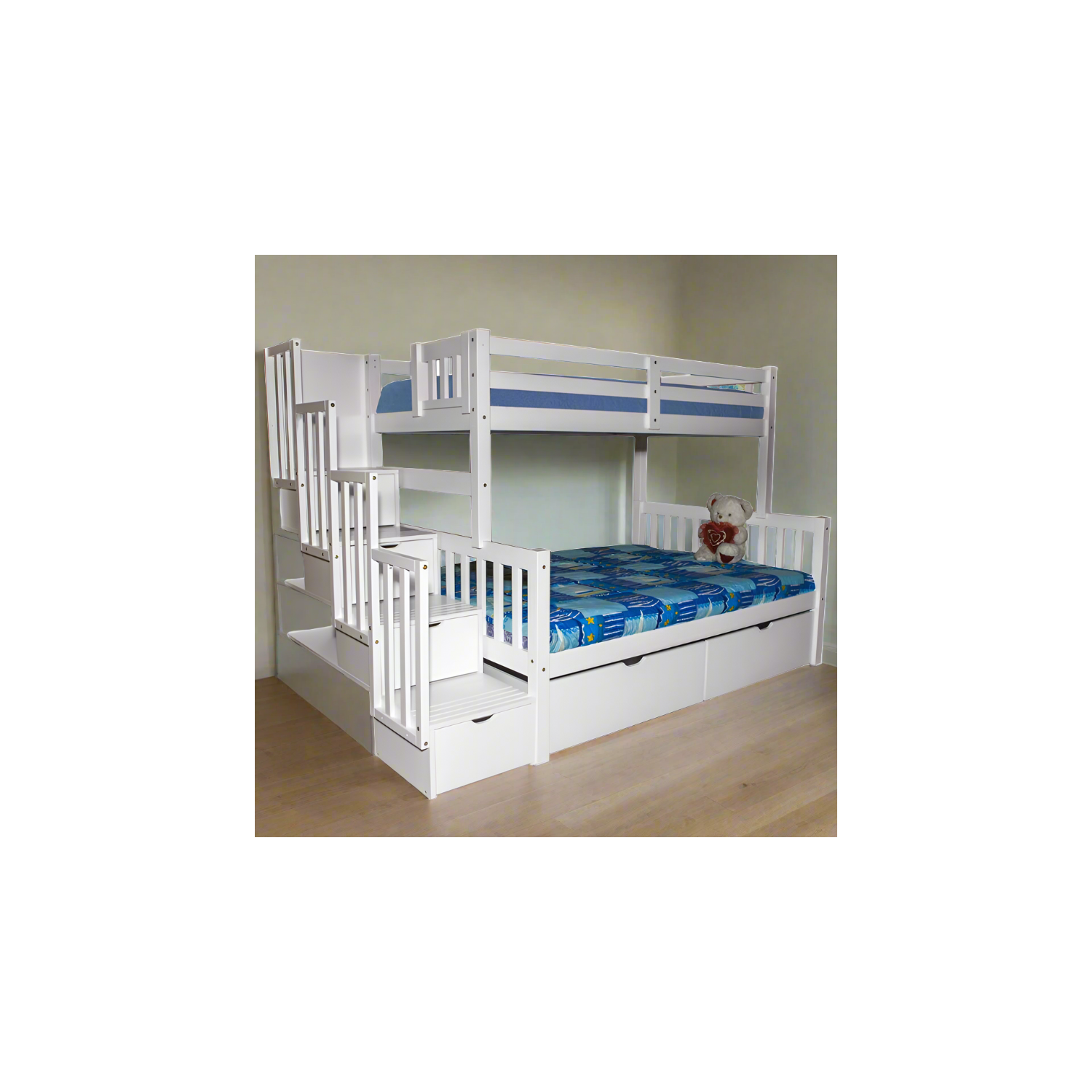 Bunk Bed Stairway Twin over Full with Drawers