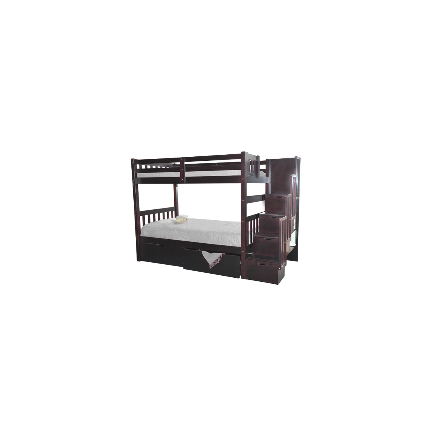 Stairway Twin over Twin Bunk Bed with Drawers