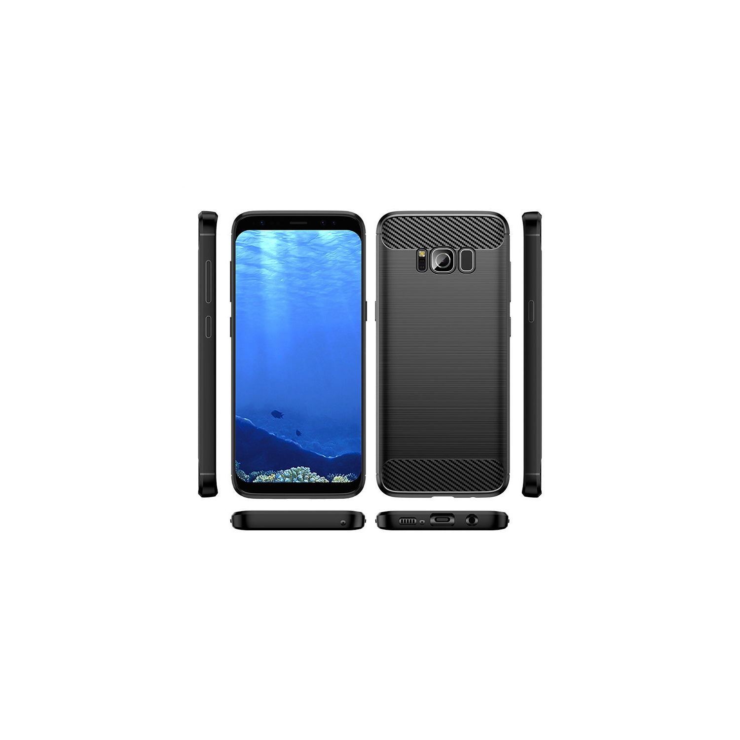PANDACO Black Brushed Metal Case for Samsung Galaxy S8+