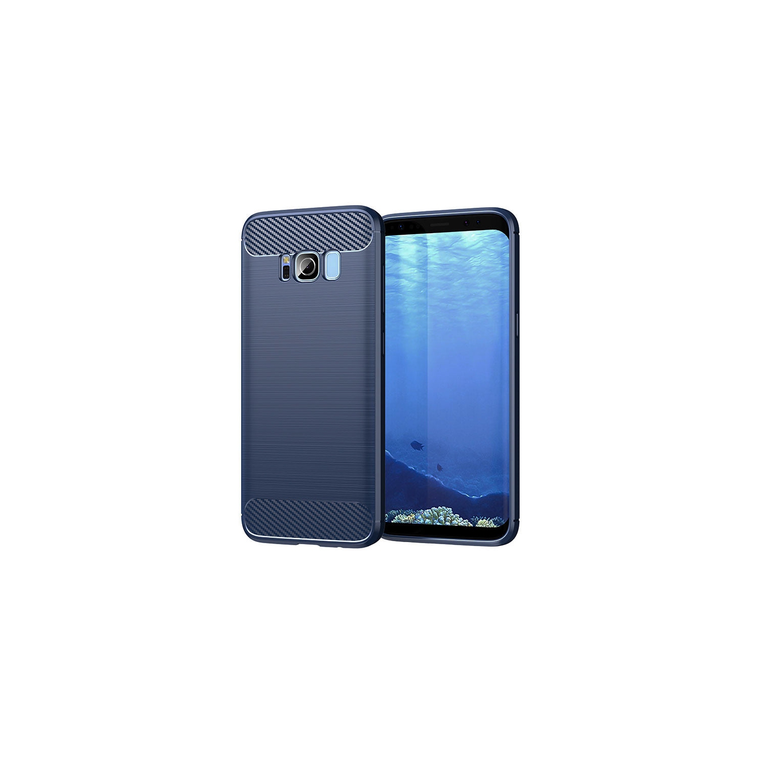PANDACO Navy Brushed Metal Case for Samsung Galaxy S8