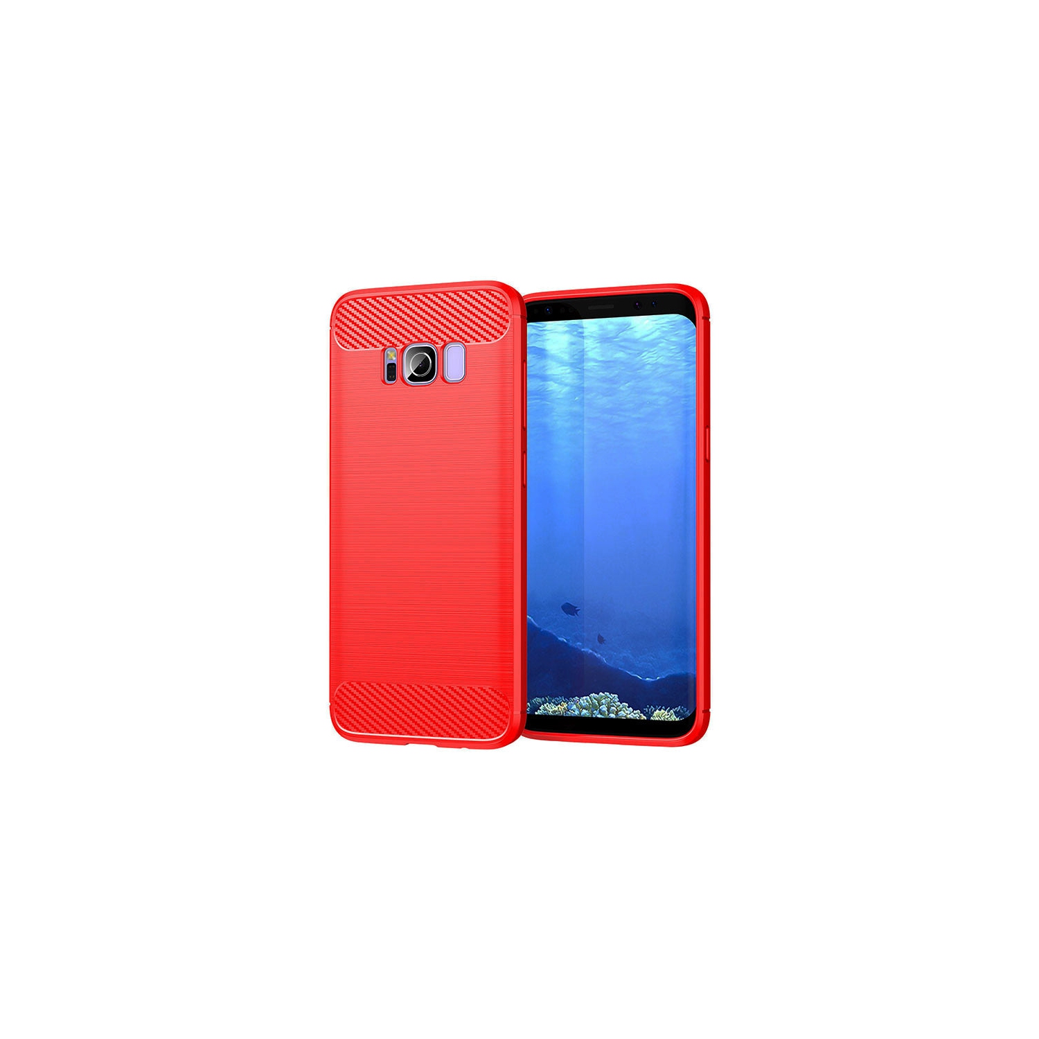 PANDACO Red Brushed Metal Case for Samsung Galaxy S8+
