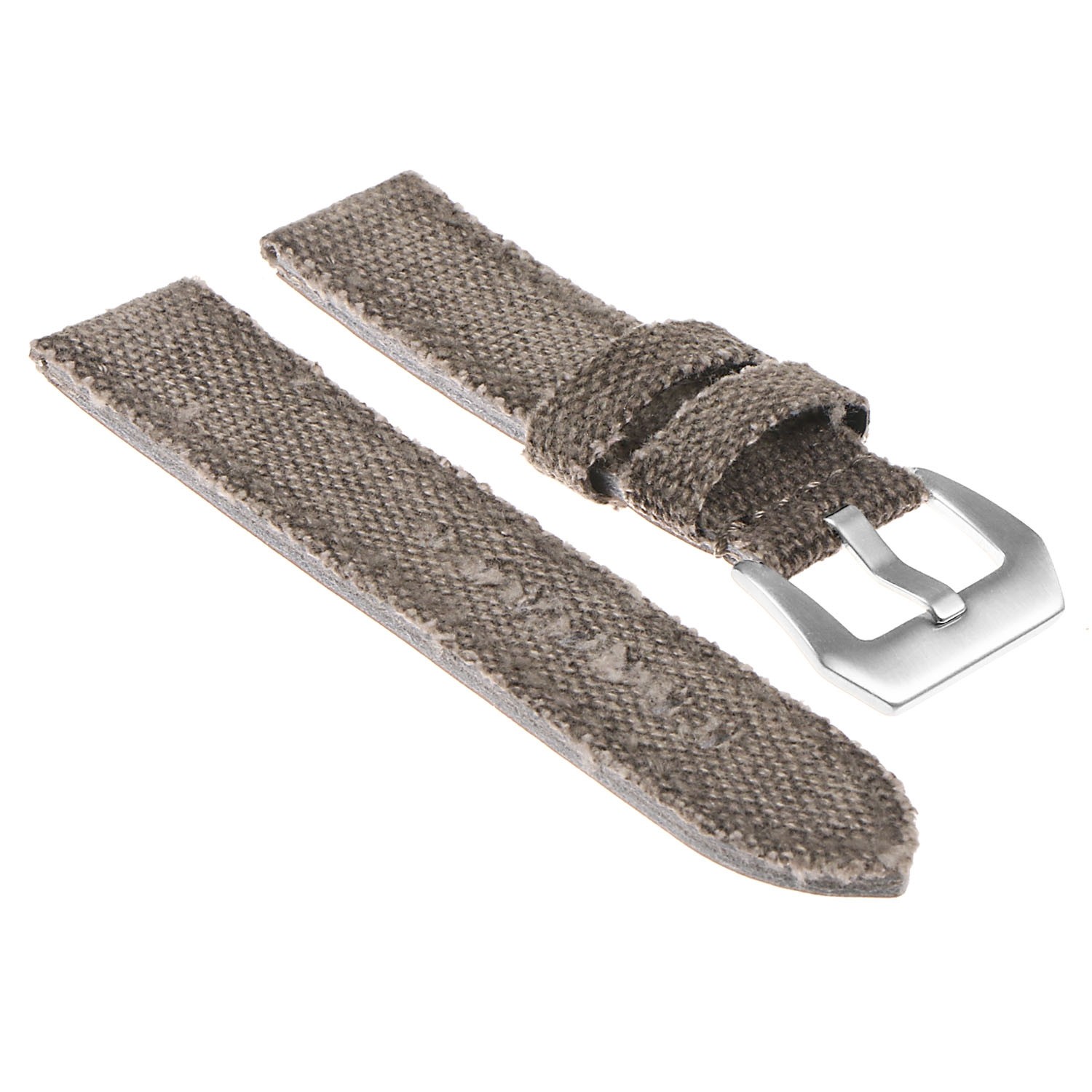 DASSARI Frayed Edge Vintage Distressed Mens Faded Canvas Watch Band Strap - 24mm Ash Grey