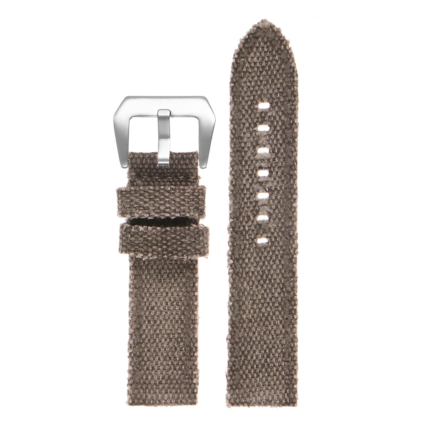 DASSARI Frayed Edge Vintage Distressed Mens Faded Canvas Watch Band Strap - 24mm Ash Grey