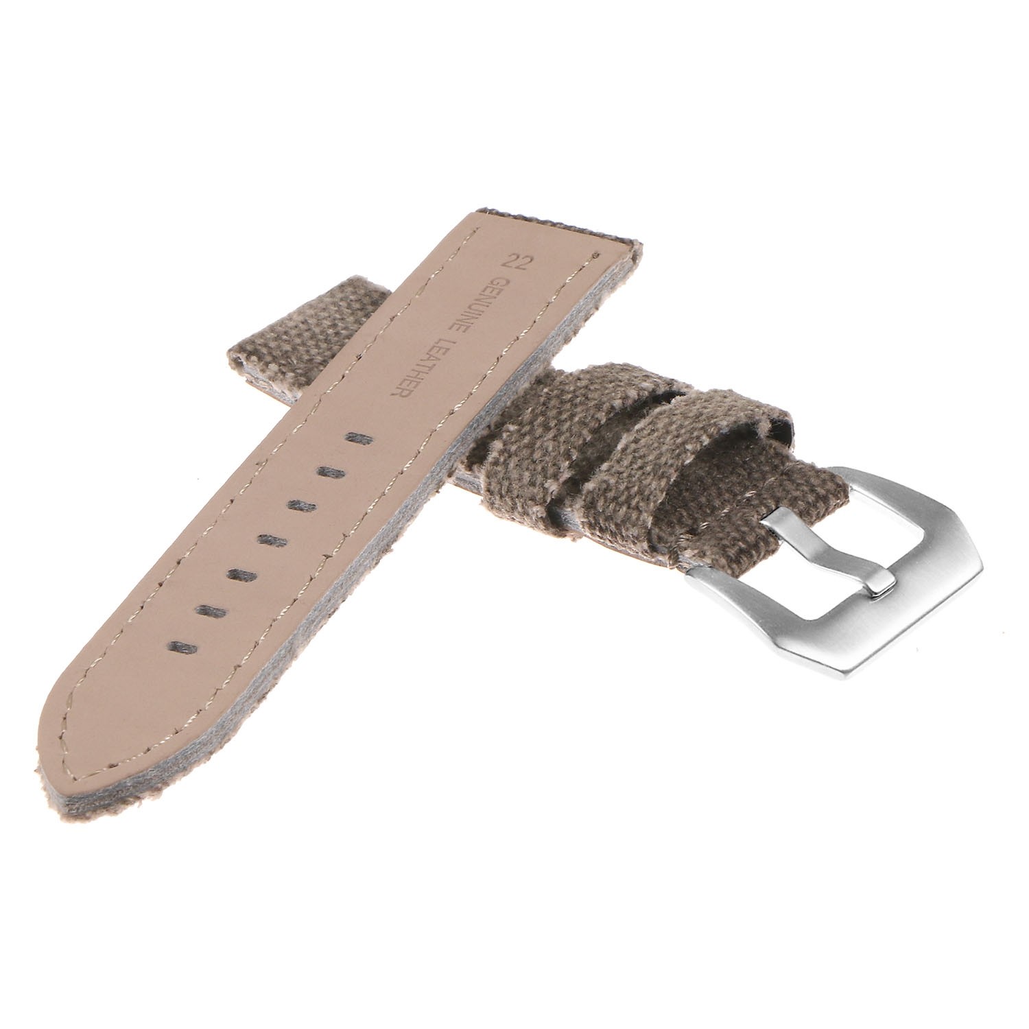 DASSARI Frayed Edge Vintage Distressed Mens Faded Canvas Watch Band Strap - 24mm Ash Grey