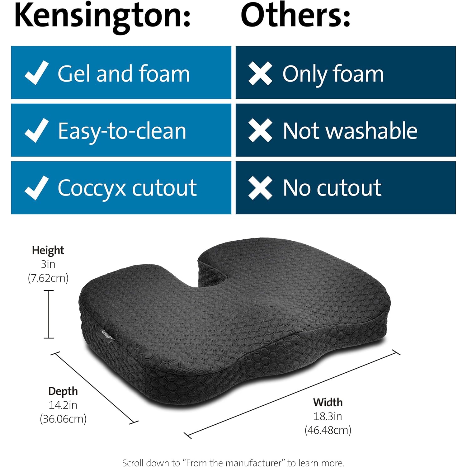 Kensington Premium Cool-Gel Seat Cushion