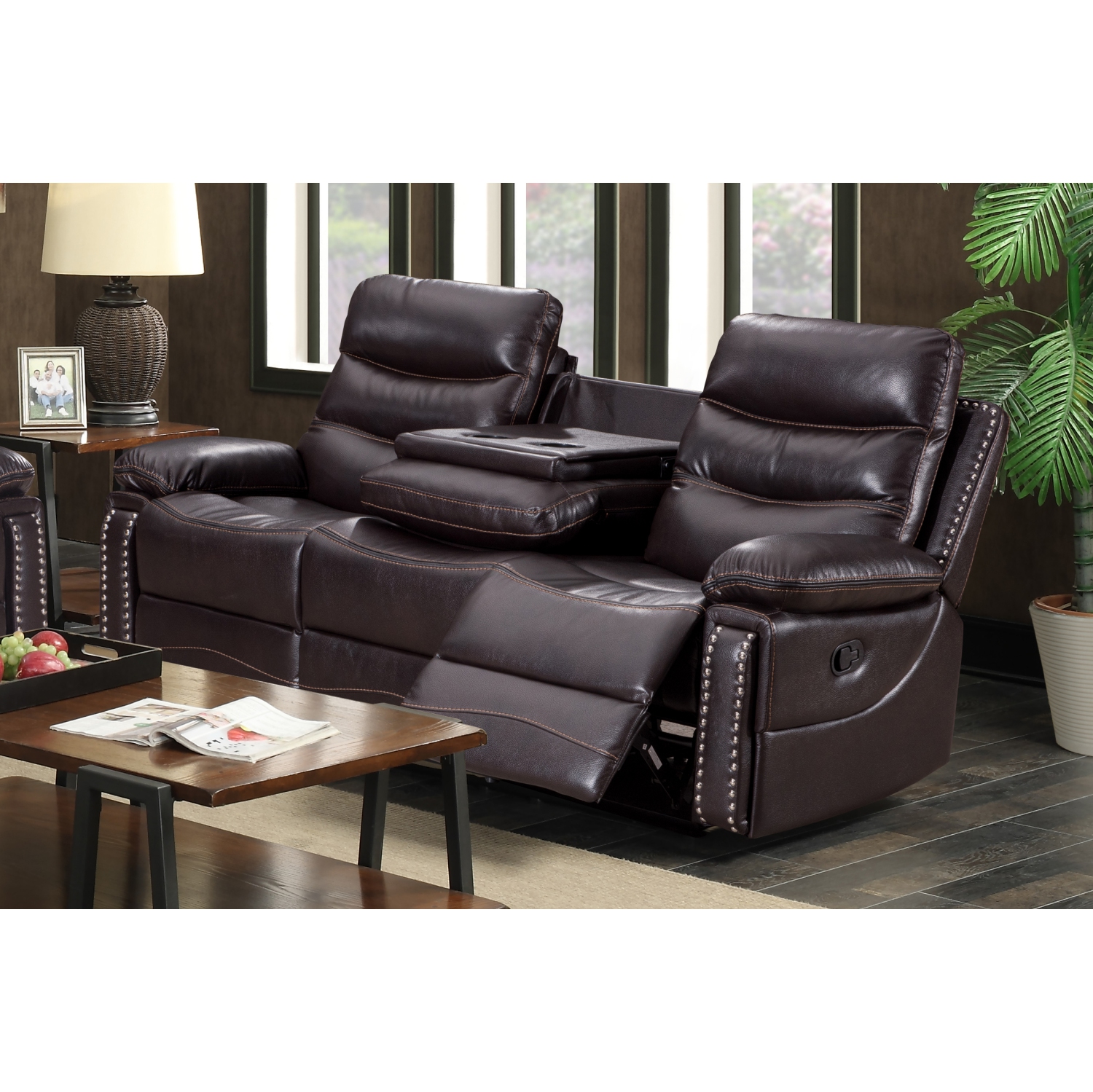 Alux A-Class Luxury Products Elite Collection 3-Piece Air Leather Recliner Sofa, Loveseat & Chair Set - Chocolate Brown