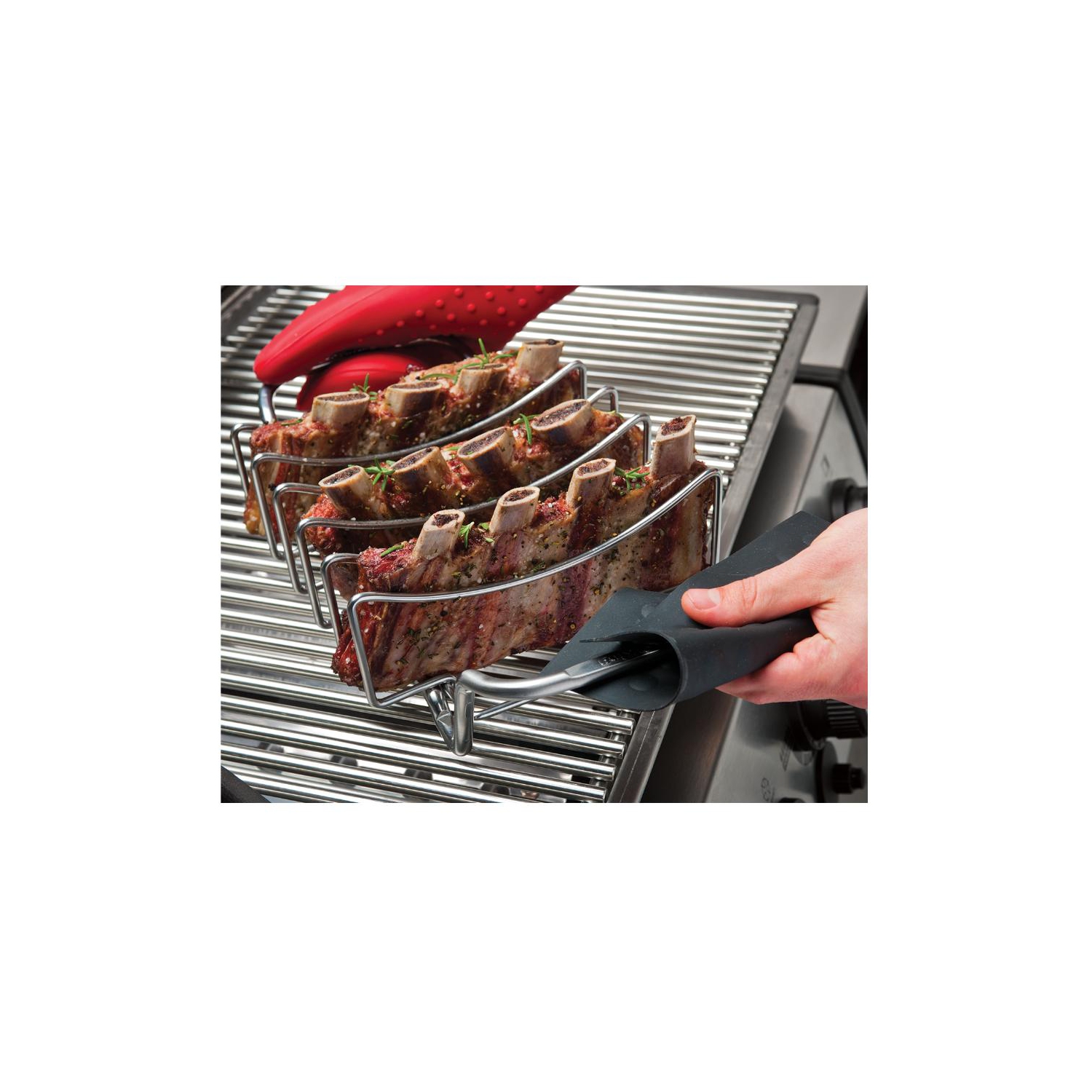 Grille à côtes levées et à rôtis pour barbecue - Acier inoxydable