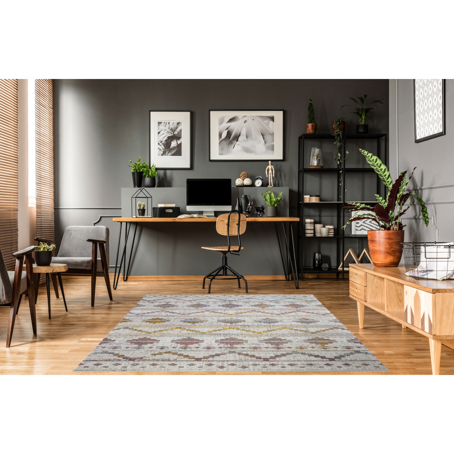 Ladole Rugs Cranbrook Southwestern Charcoal Brown Indoor/Outdoor Area Rug 7'10" x 10'5"
