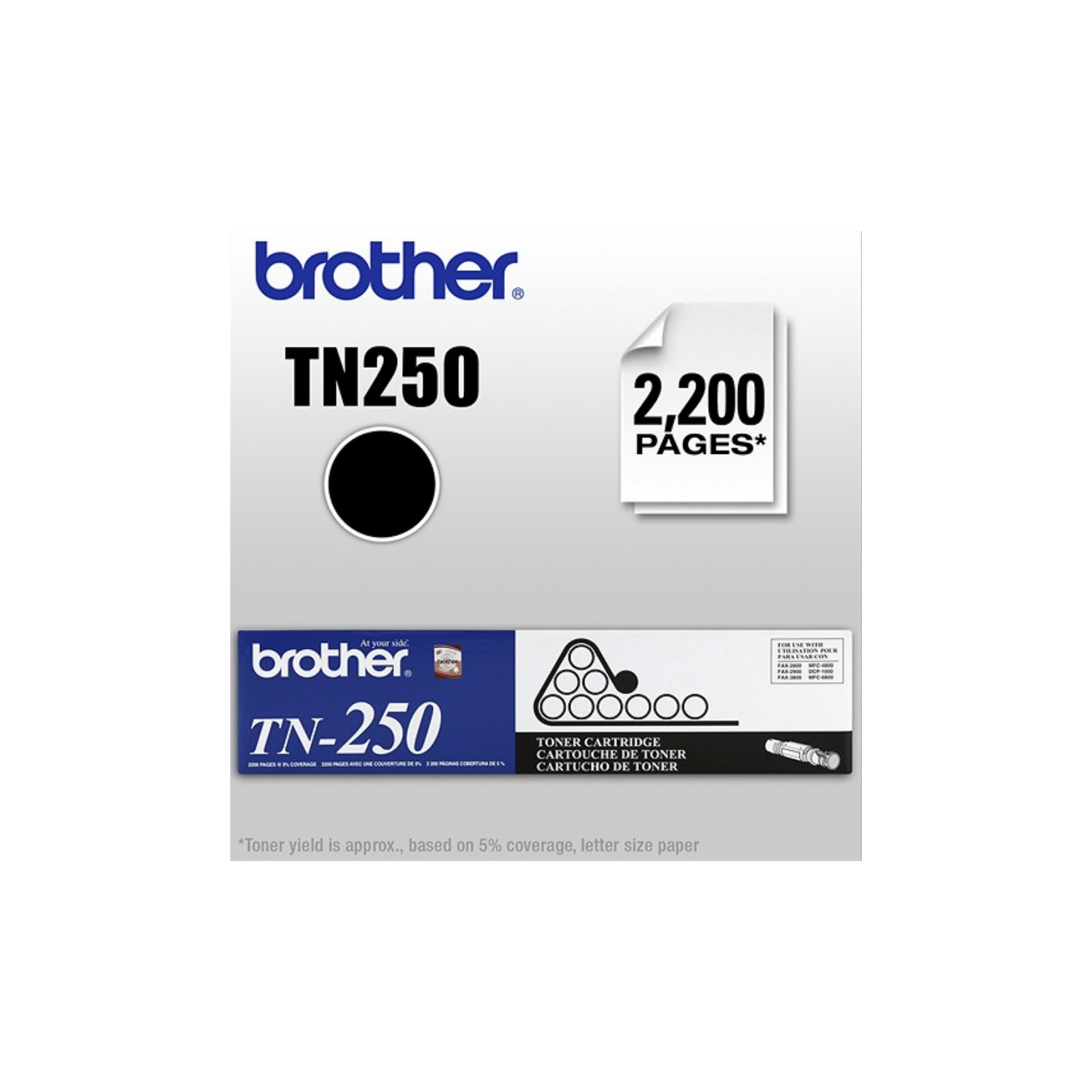 Brother TN250, Black Original Toner Cartridge, For CP-1000, MFC-4800 to 6800, IntelliFAX
