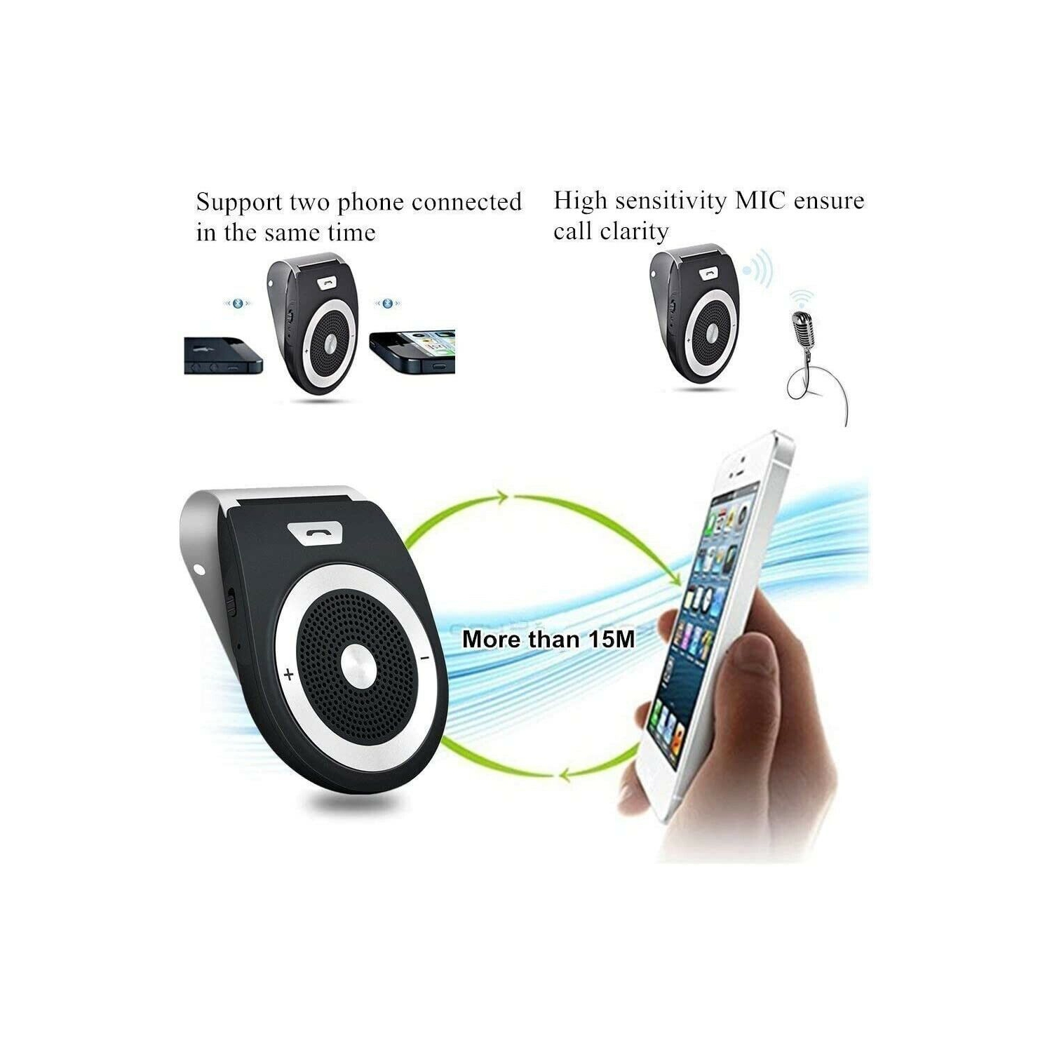 Trousse mains libres mains libres mains libres pour voiture avec haut-parleur mains libres Bluetooth de naor - prend en charge la musique, le