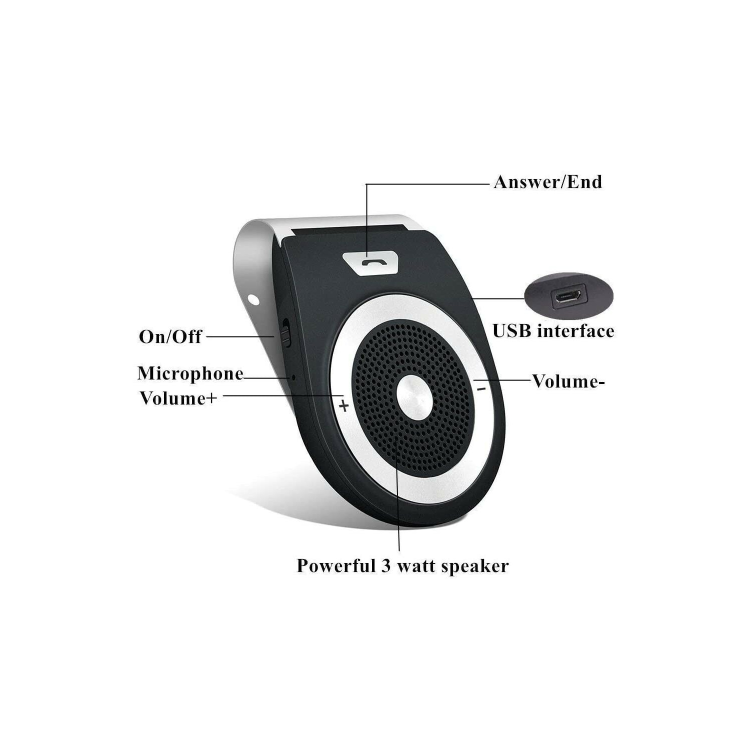 Trousse mains libres mains libres mains libres pour voiture avec haut-parleur mains libres Bluetooth de naor - prend en charge la musique, le