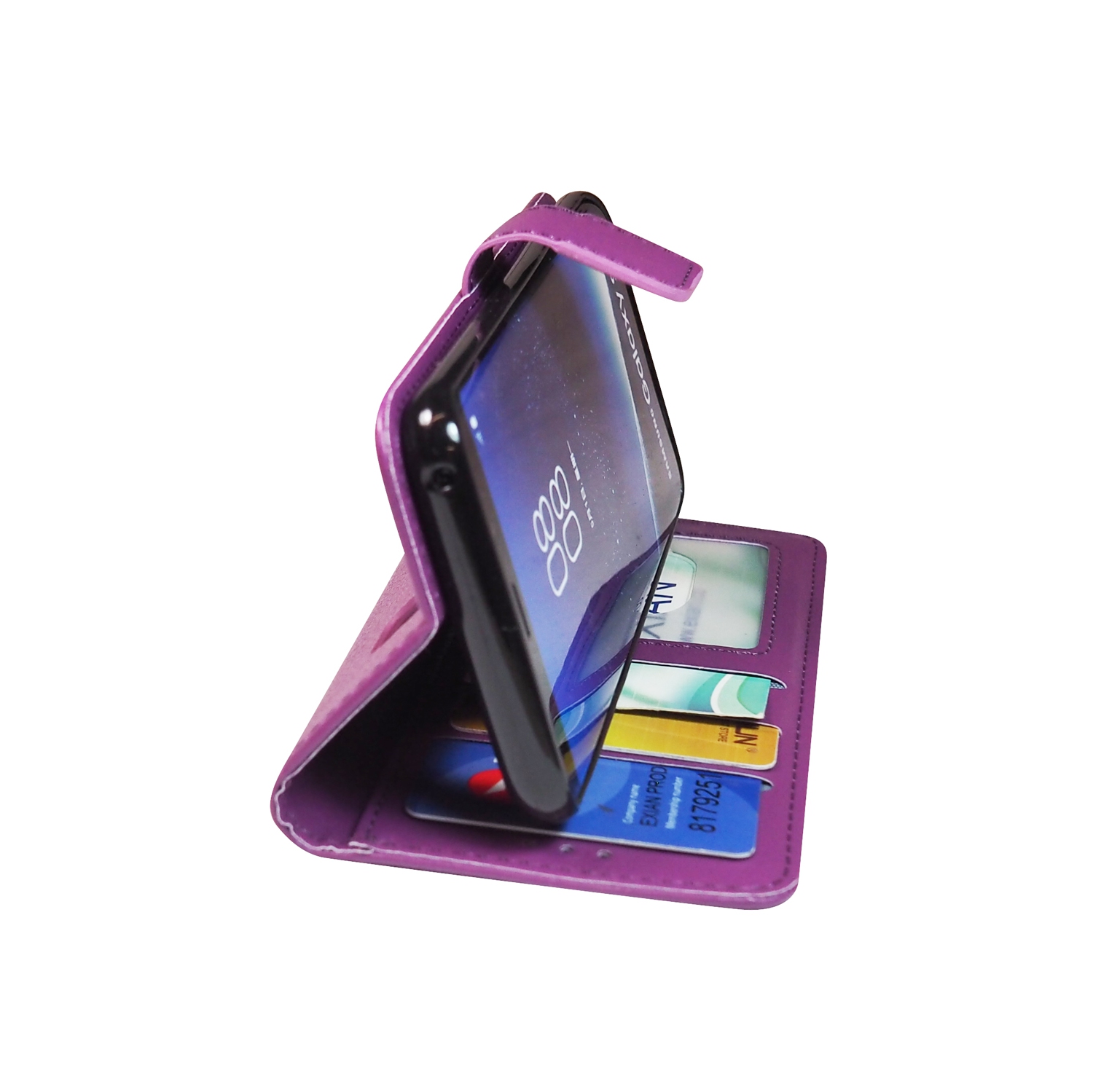 2 protecteurs d’écran d’Exian pour Galaxy S8 plus de Samsung avec portefeuille en cuir de polyuréthane violet